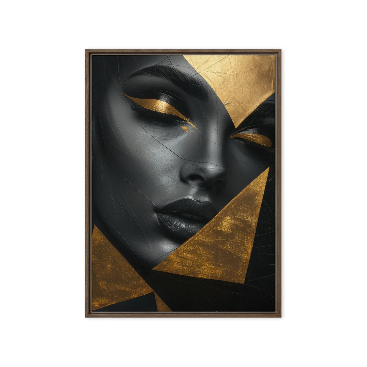 Woman In Gold Triangles Framed Canvas