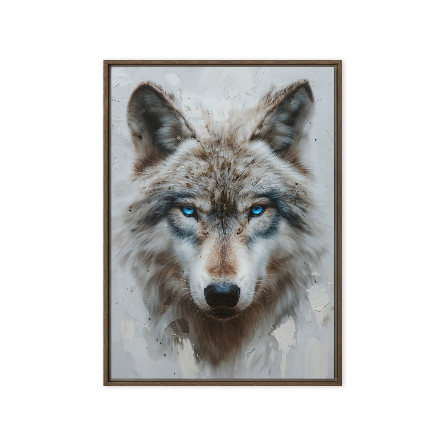 Blue Eyed Wolf Modern Art Framed Canvas