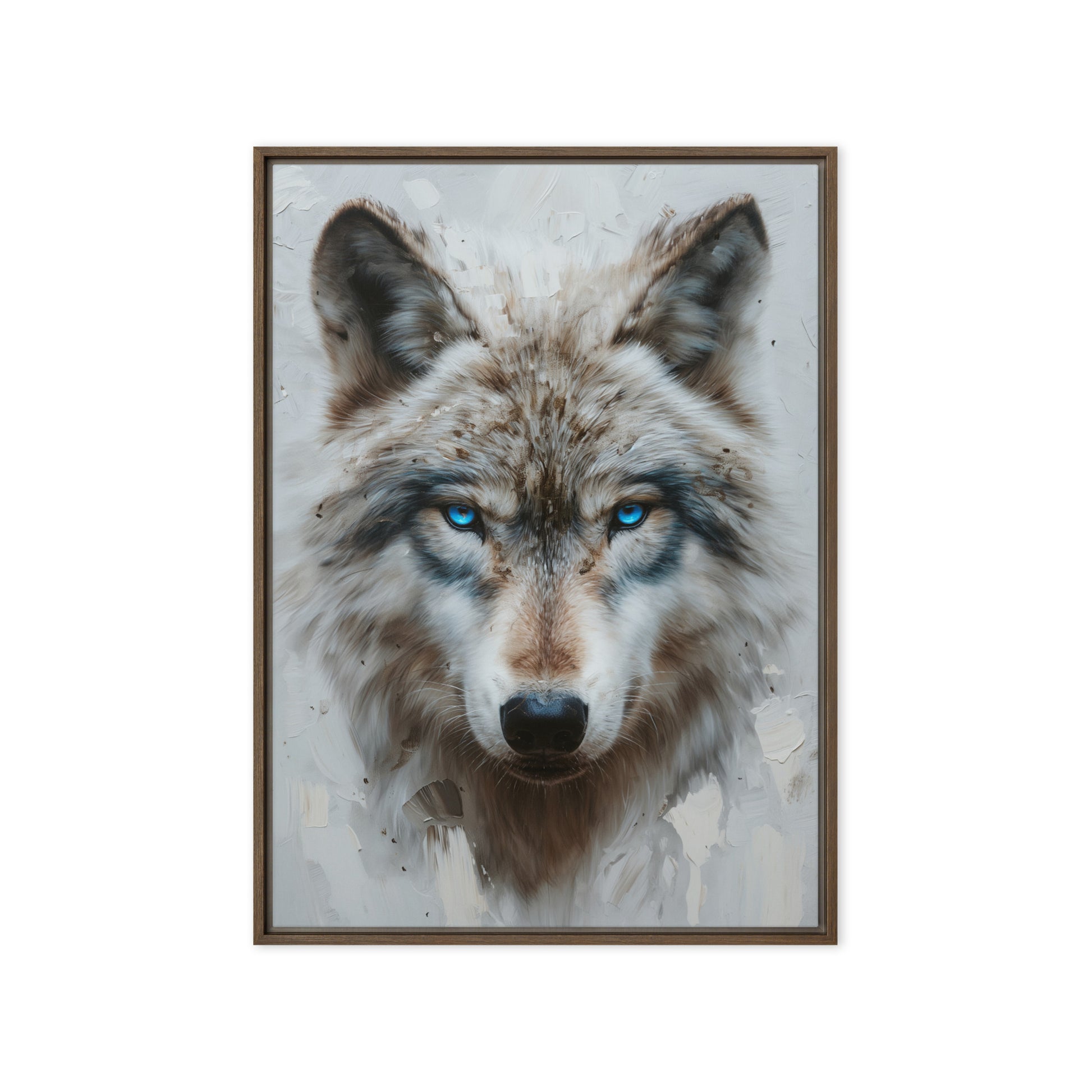 Blue Eyed Wolf Modern Art Framed Canvas