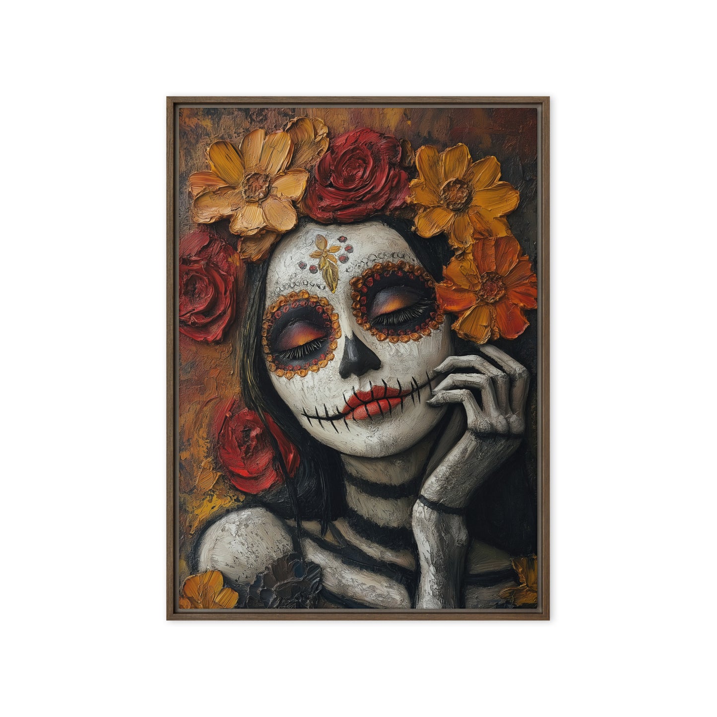 Day of the Dead Mexico Modern Art Framed Canvas