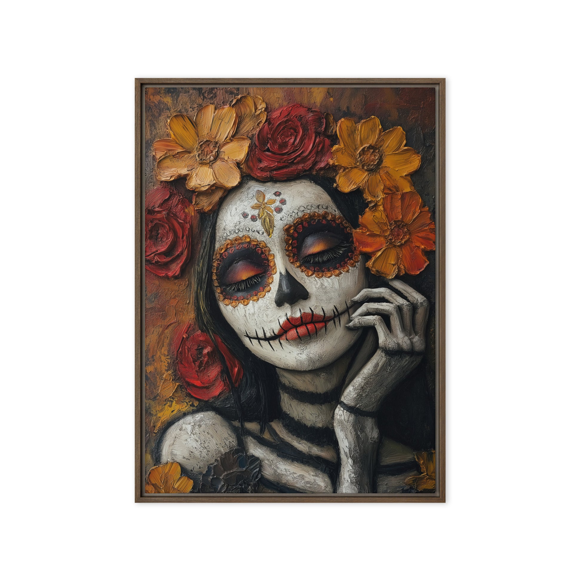 Day of the Dead Mexico Modern Art Framed Canvas