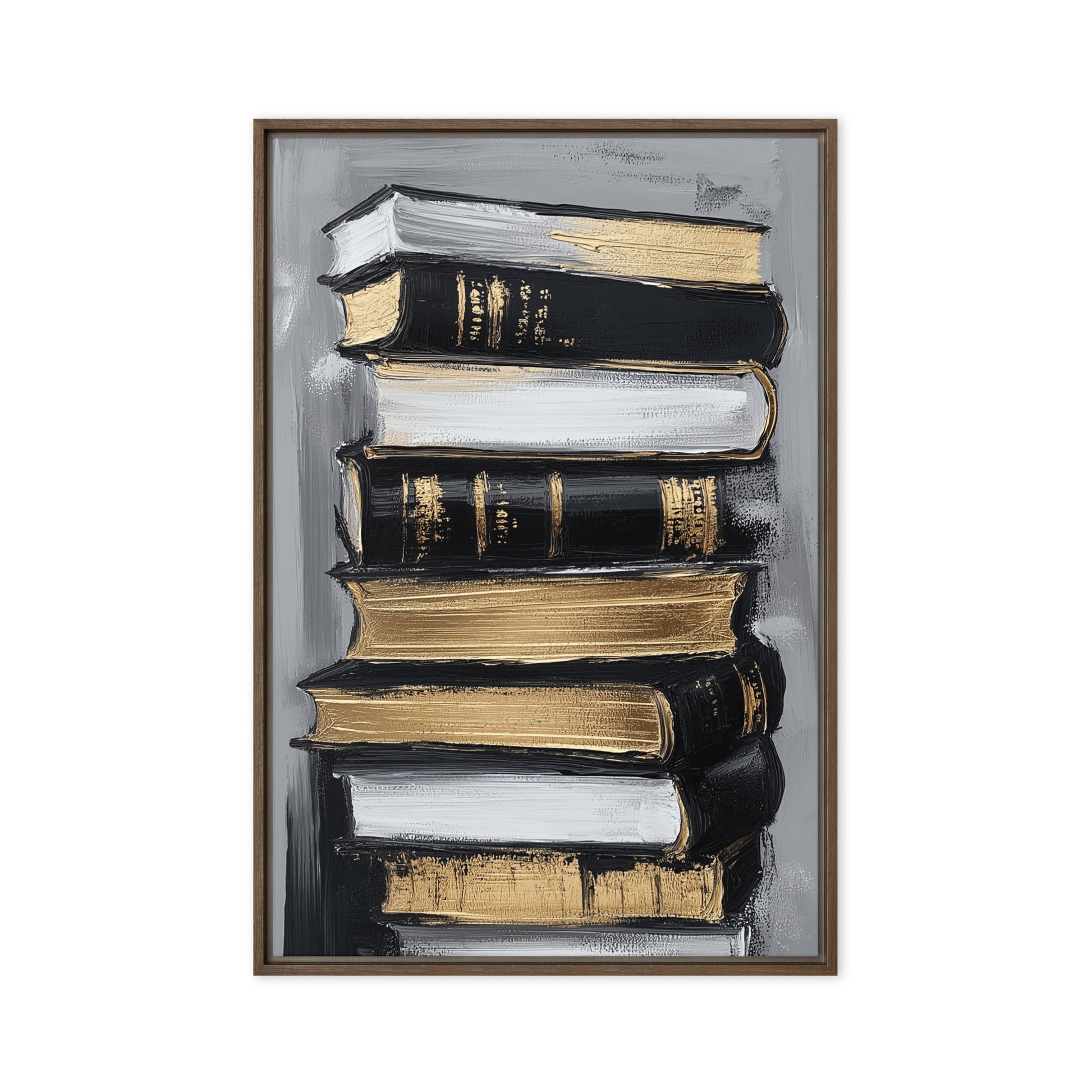 Stack of Books Modern Art Framed Canvas
