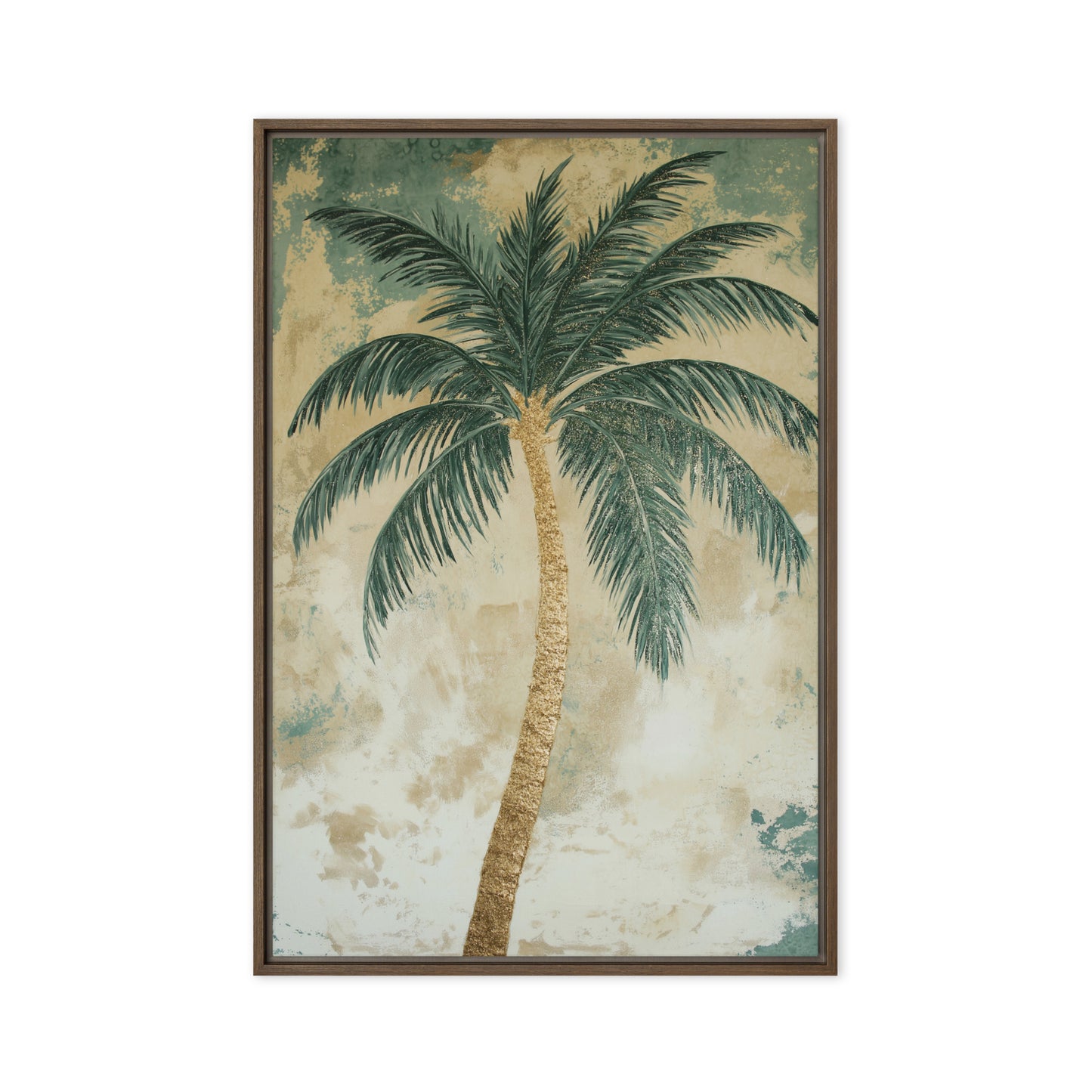 Palm Tree Beach Art Framed Canvas