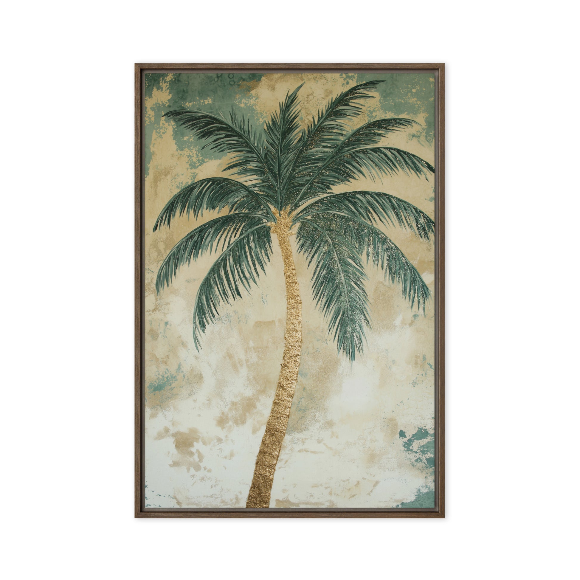 Palm Tree Beach Art Framed Canvas