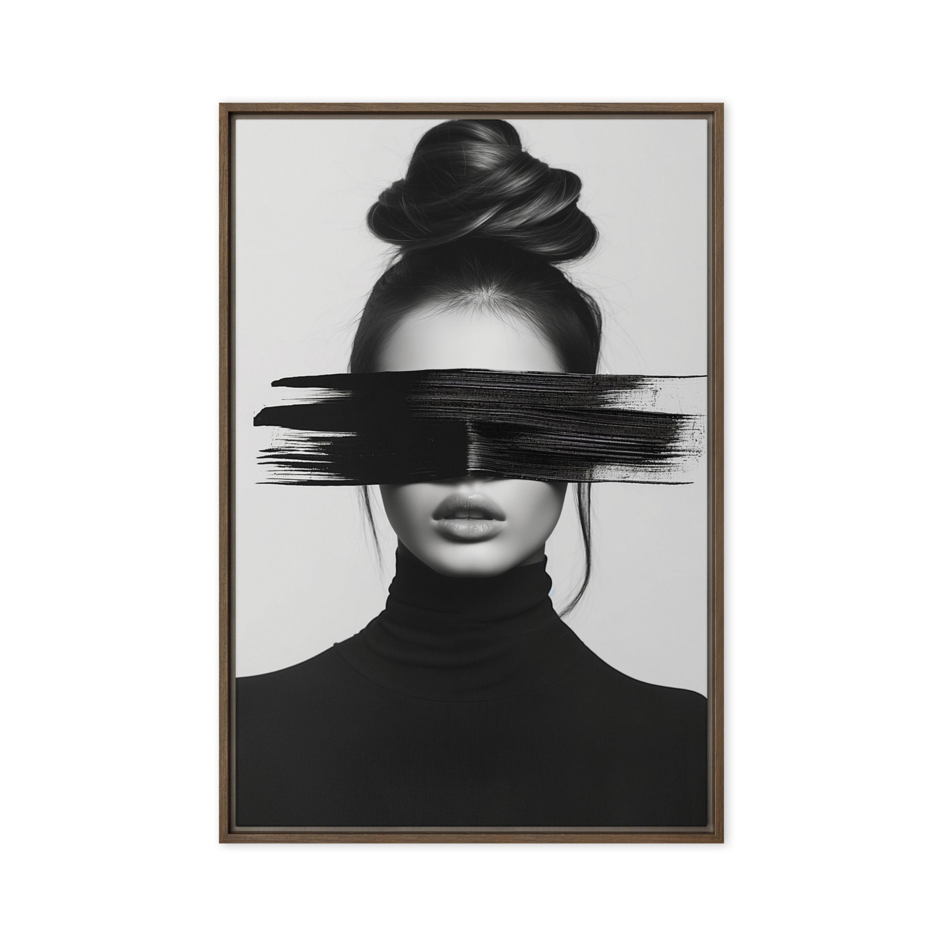 Woman Portrait Minimalist Art Framed Canvas