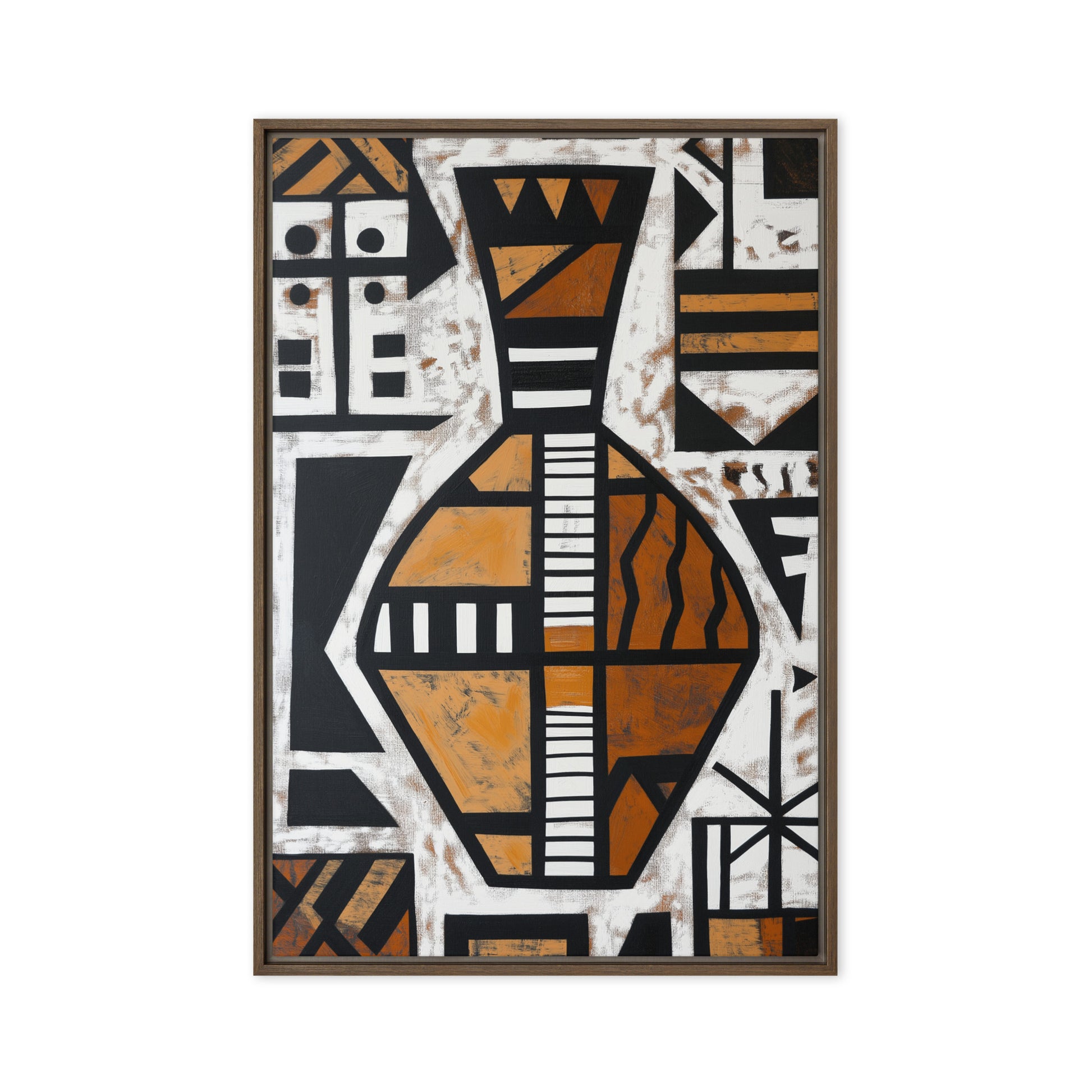 Vase African Abstract Art Framed Canvas