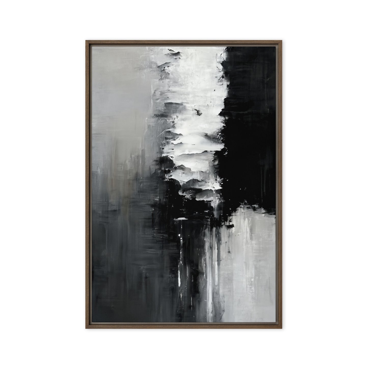 Black White Abstract Art Framed Canvas