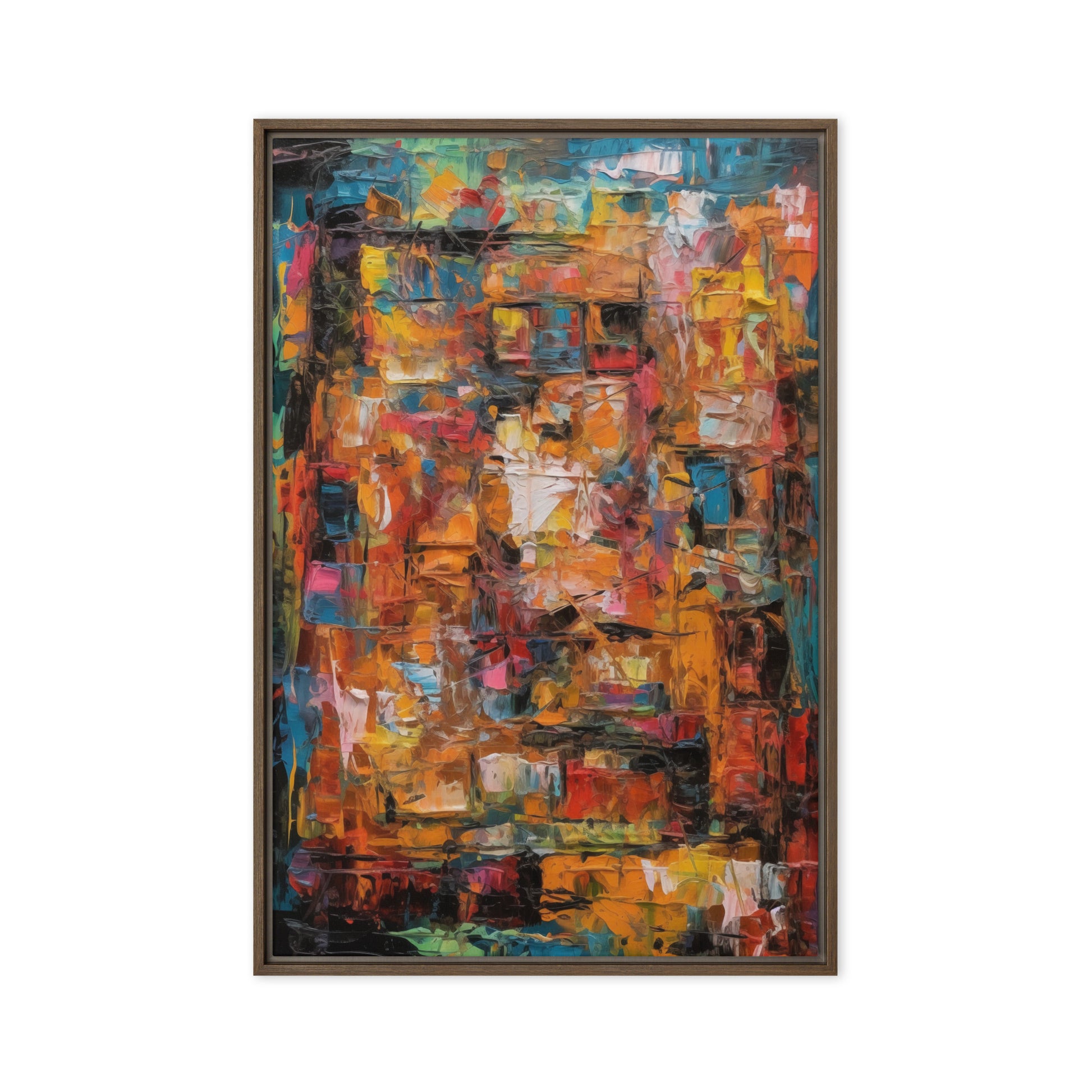 Colorful Impasto Modern Art Framed Canvas