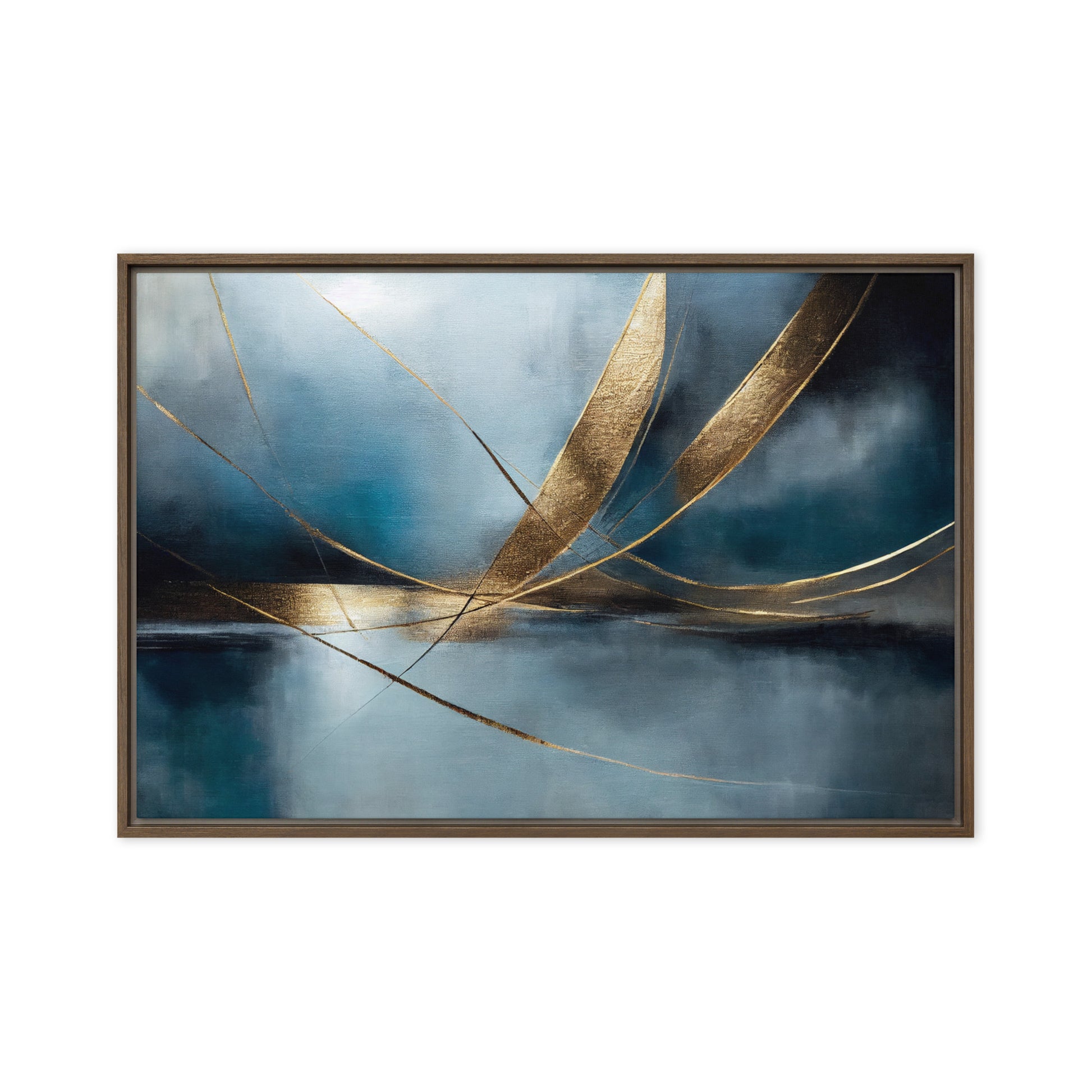Navy Gold Abstract Art Framed Canvas