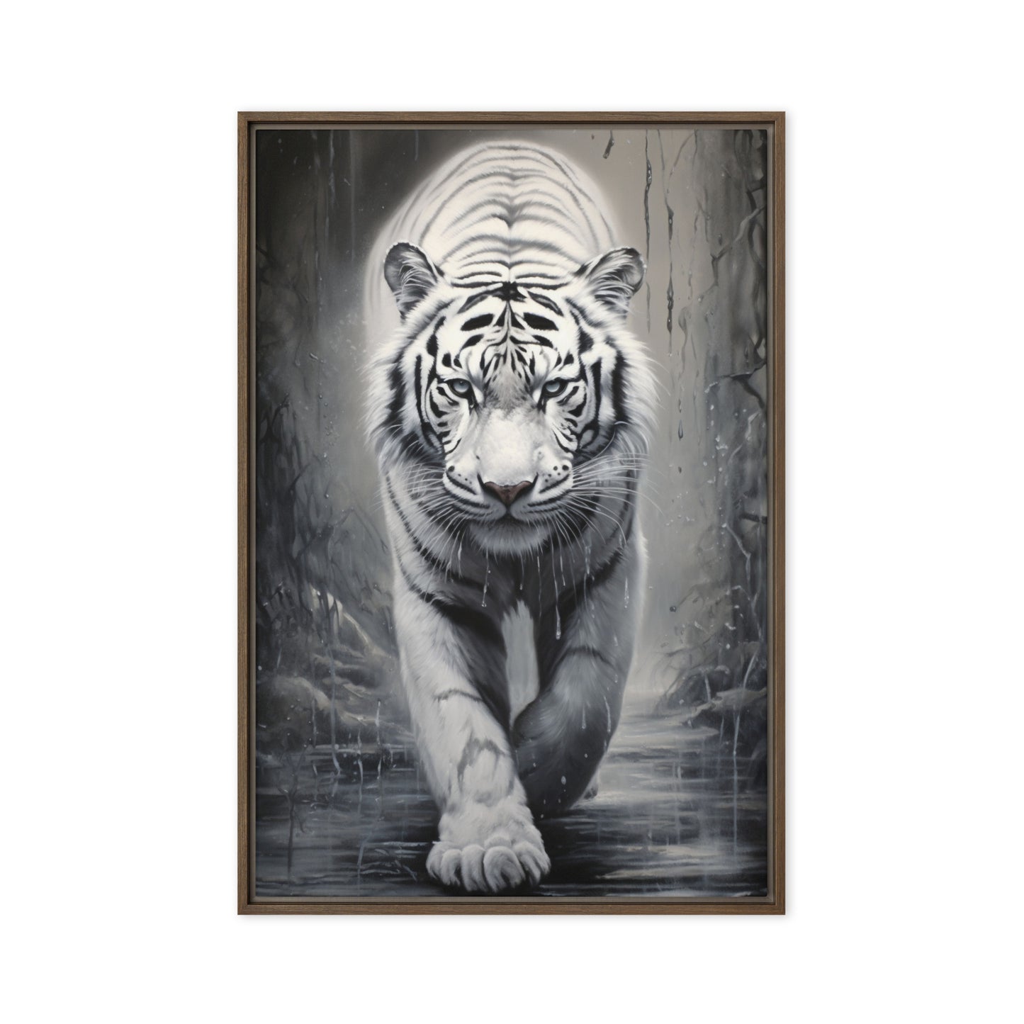 White Tiger Framed Canvas