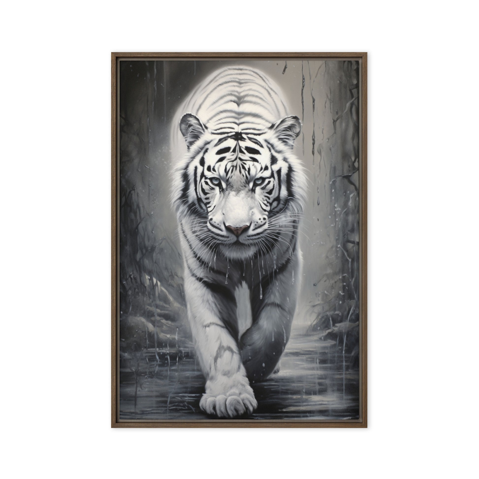 White Tiger Framed Canvas