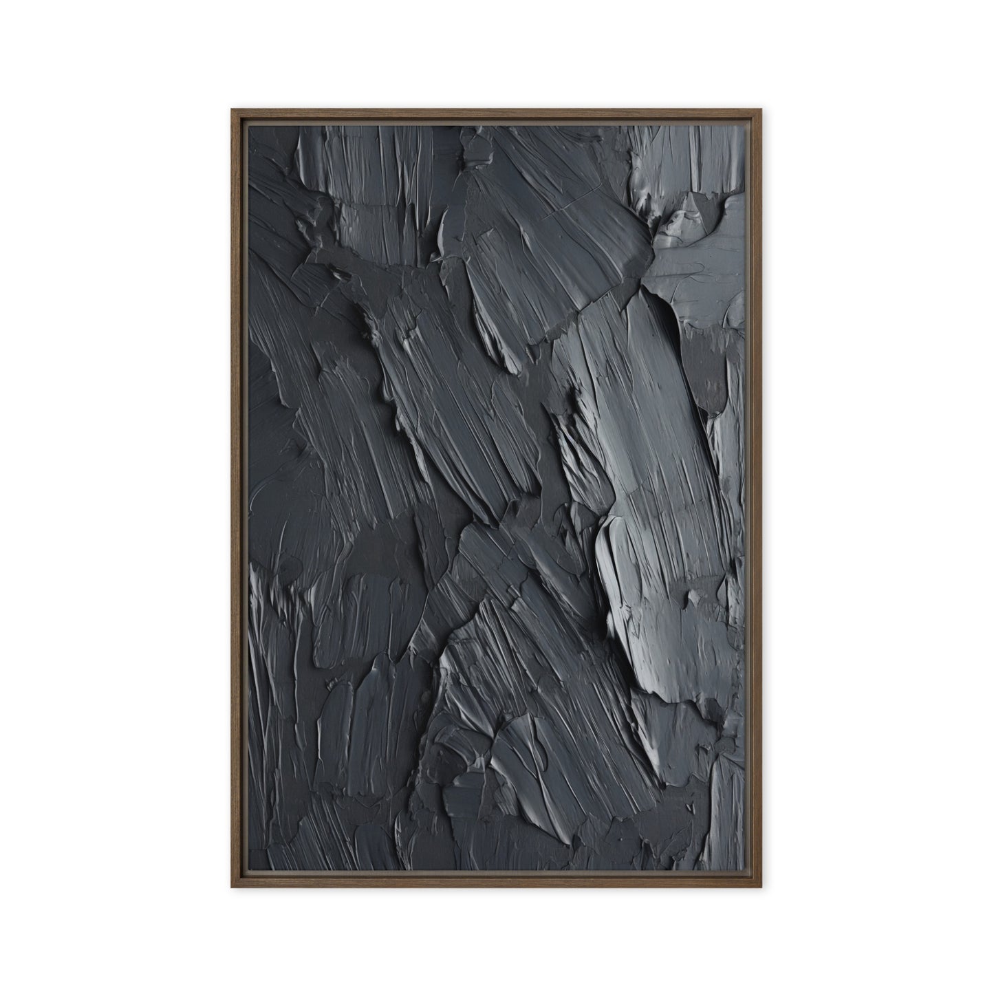 Black Impasto Art Framed Canvas