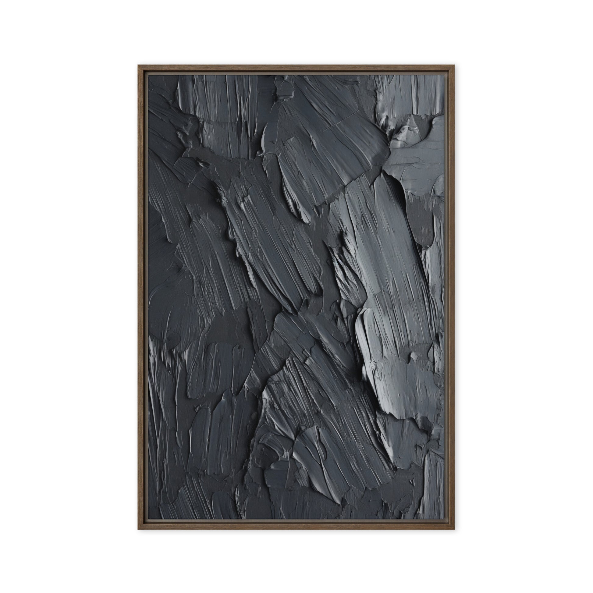 Black Impasto Art Framed Canvas