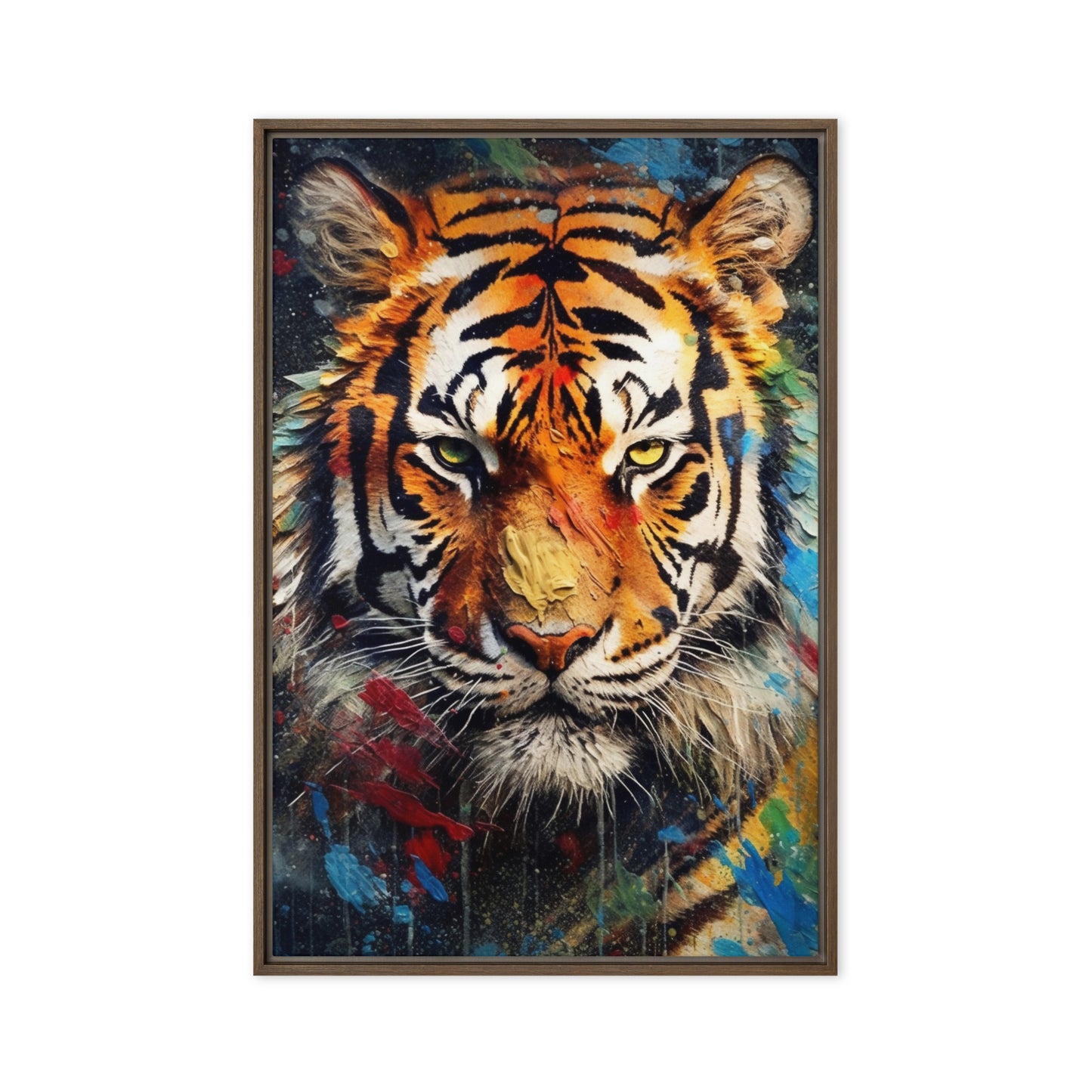 Colorful Tiger Modern Art Framed Canvas