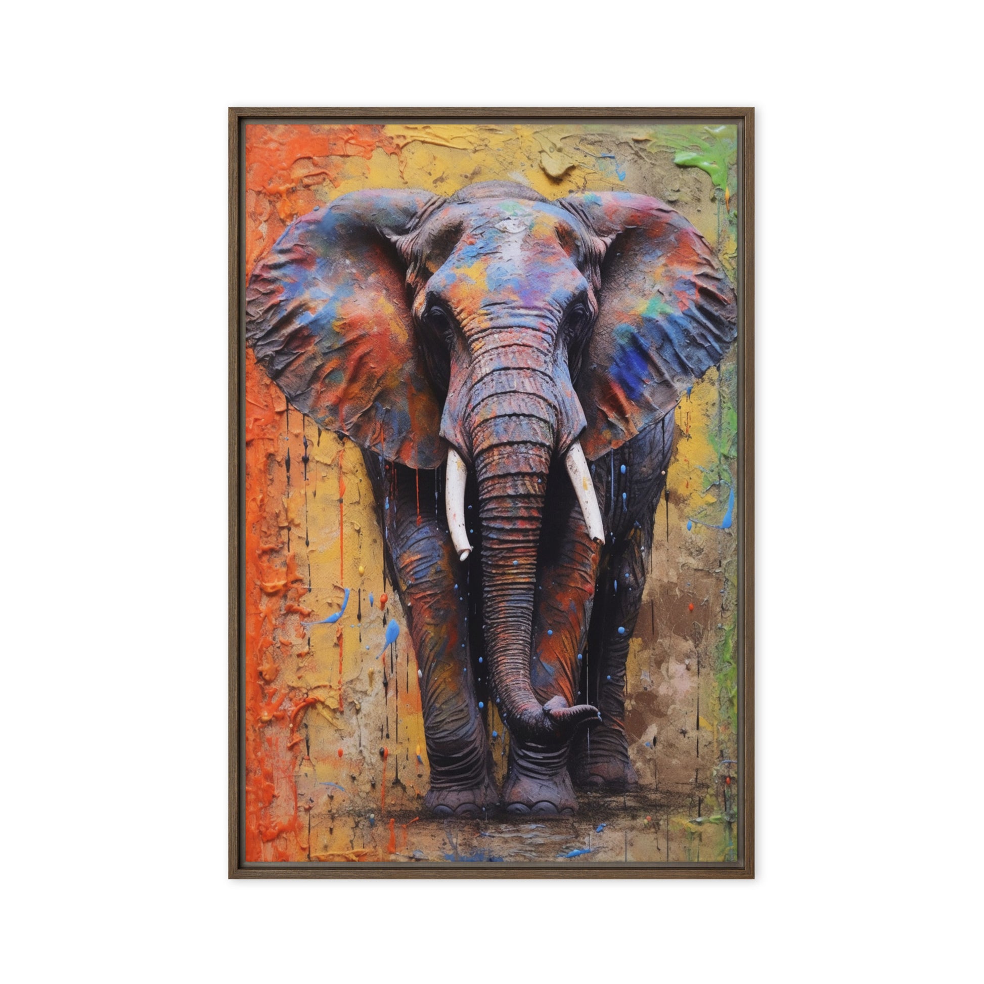 Colorful Elephant Framed Canvas