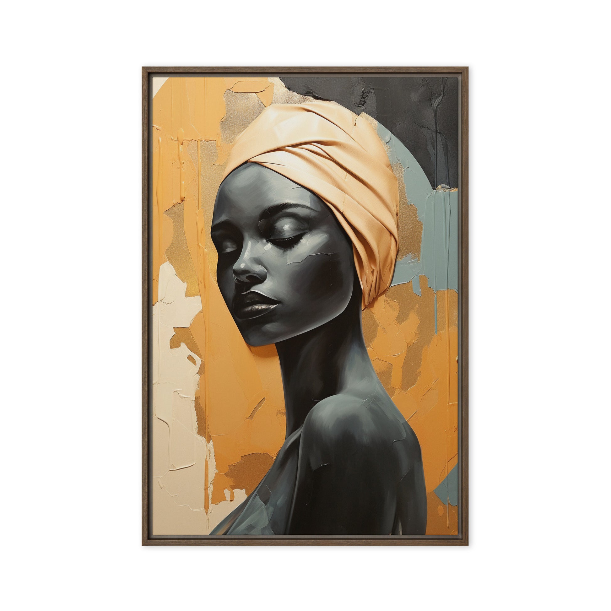 African Woman Abstract Art Framed Canvas
