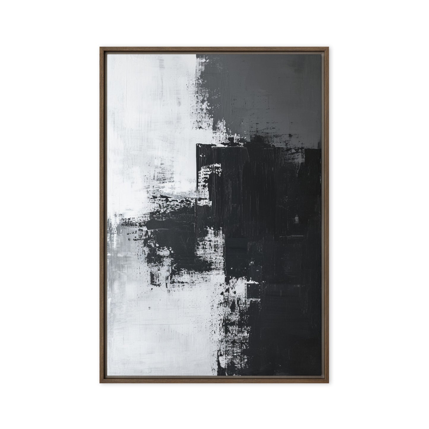 Black White & Grey Abstract Art Framed Canvas