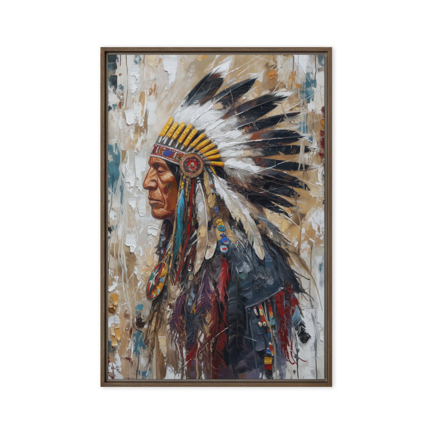 Chief Native American Art Framed Canvas