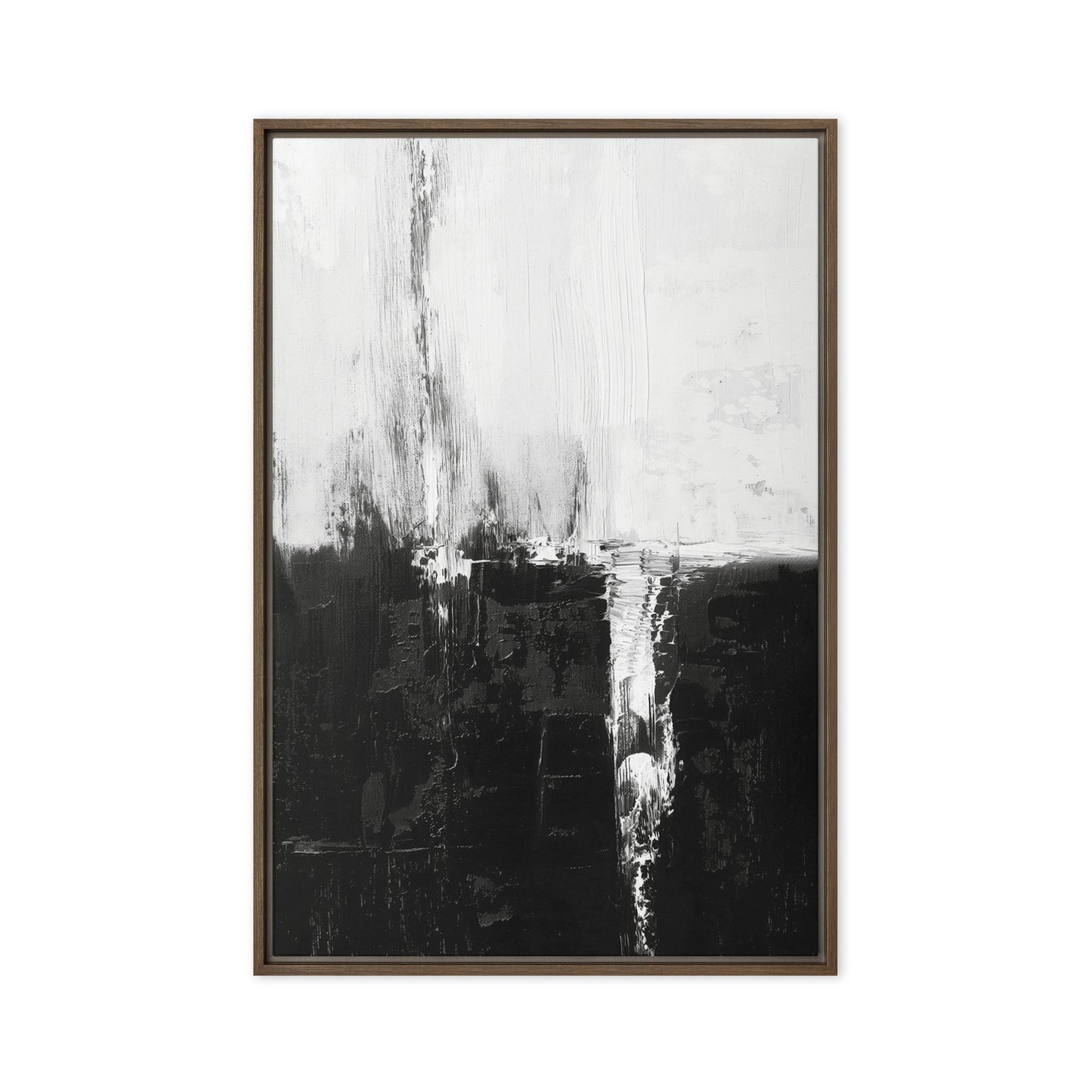 Black White Abstract Art Framed Canvas