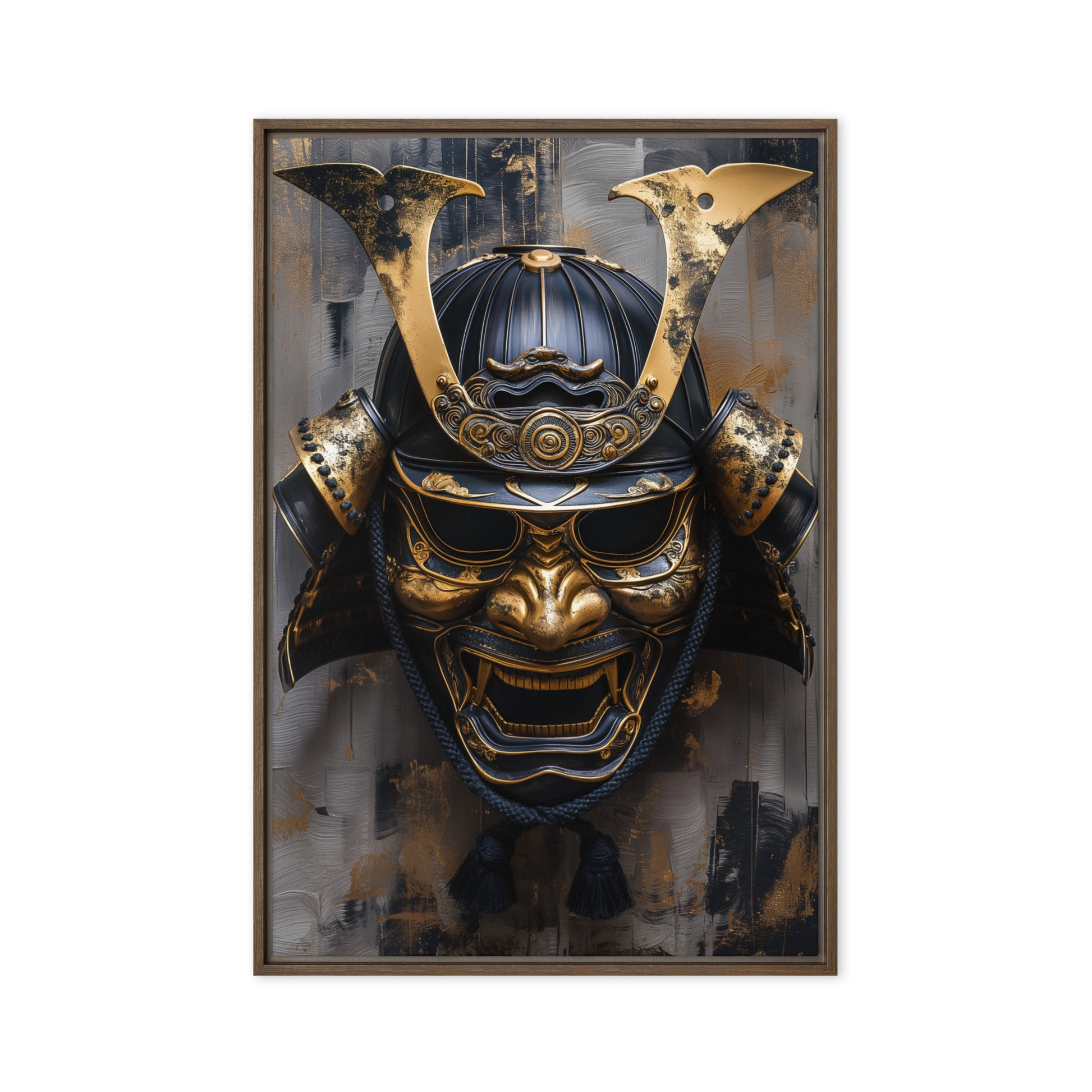 Samurai Mask Japanese Art Framed Canvas