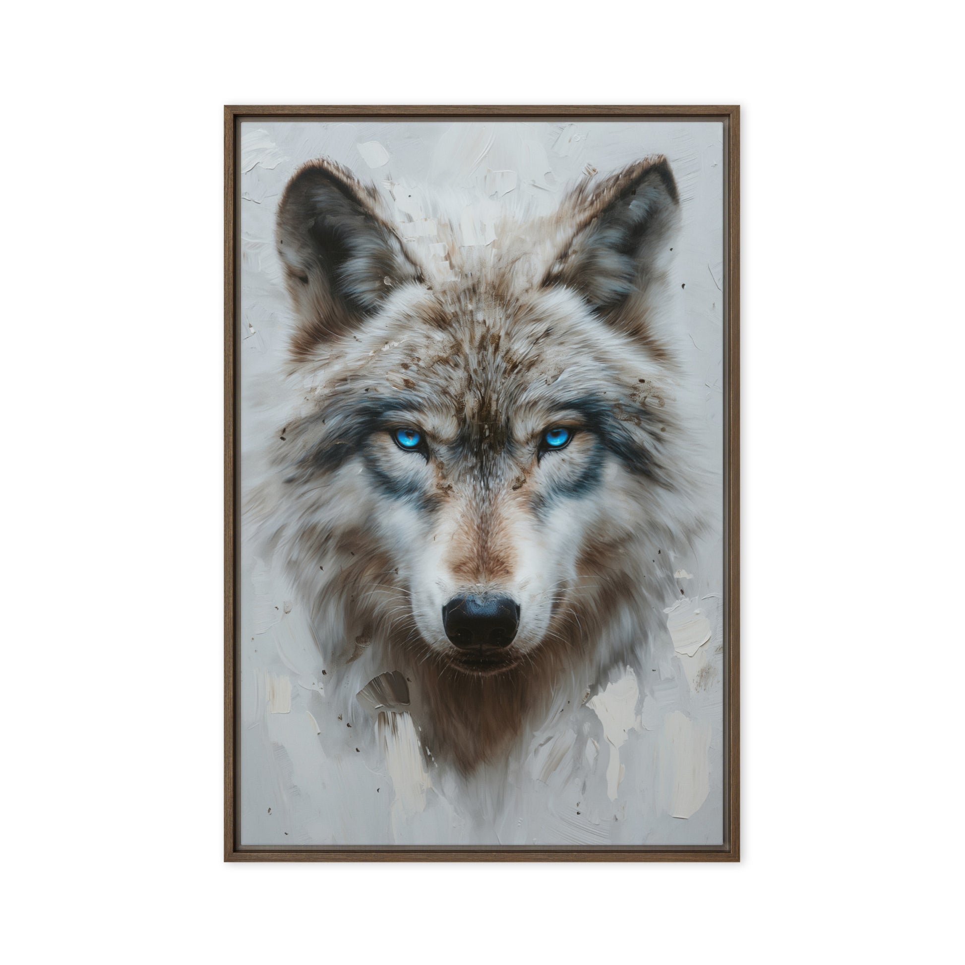 Blue Eyed Wolf Modern Art Framed Canvas
