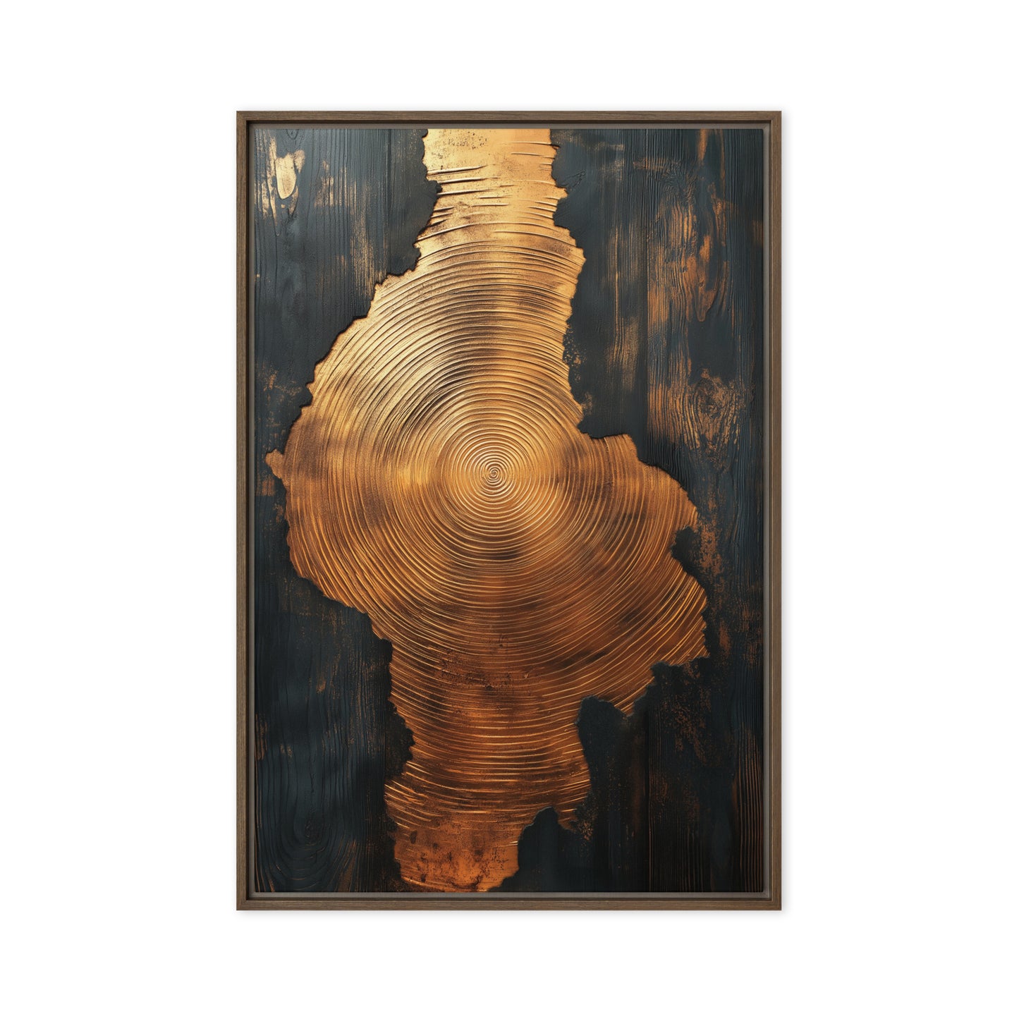 Golden Spiral Wood Art Framed Canvas