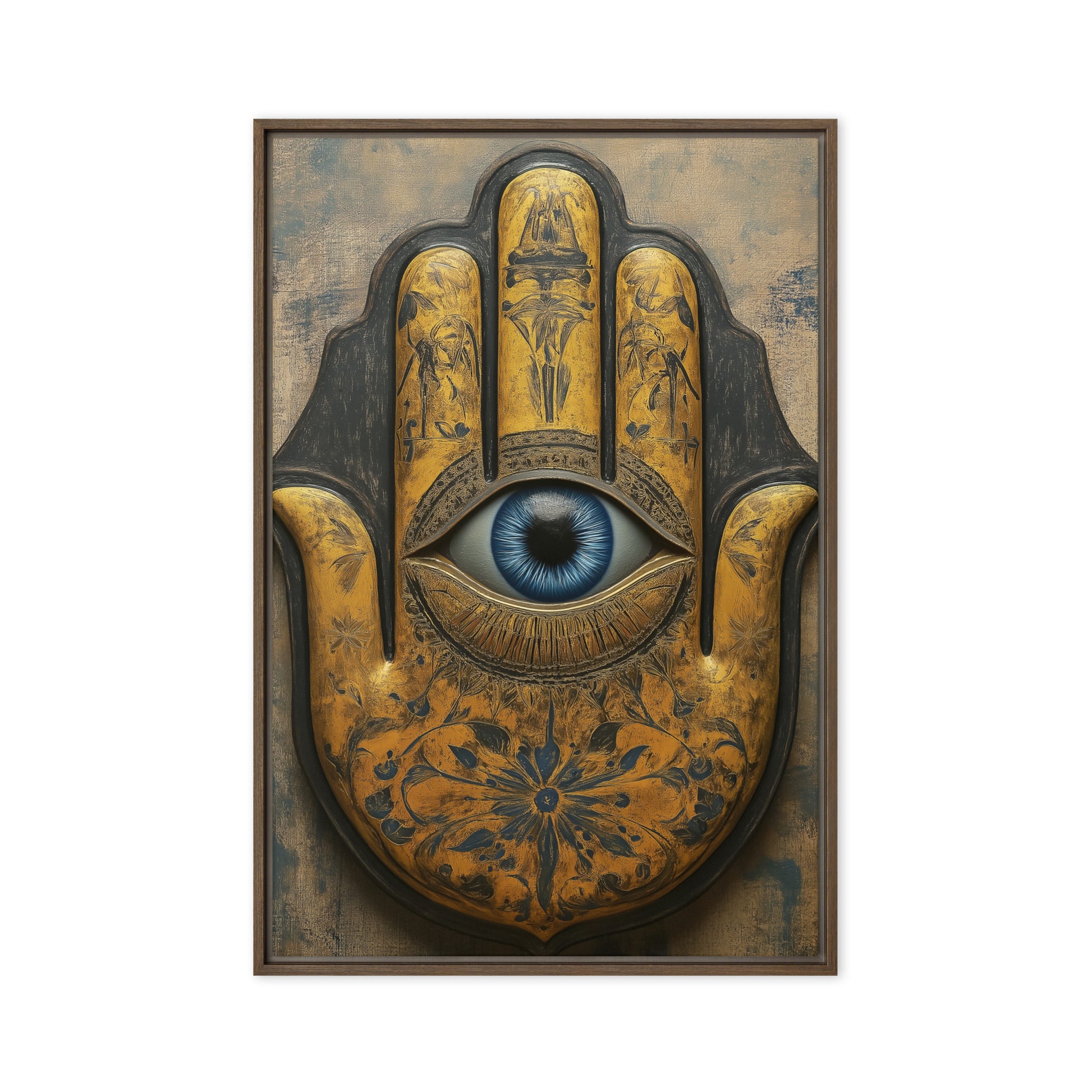 Hamsa Hand Religious Art Framed Canvas