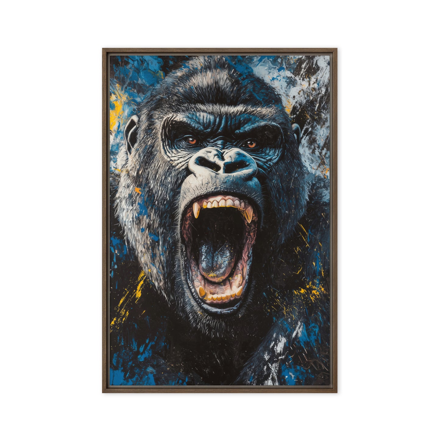 Roaring Gorilla Modern Art Framed Canvas