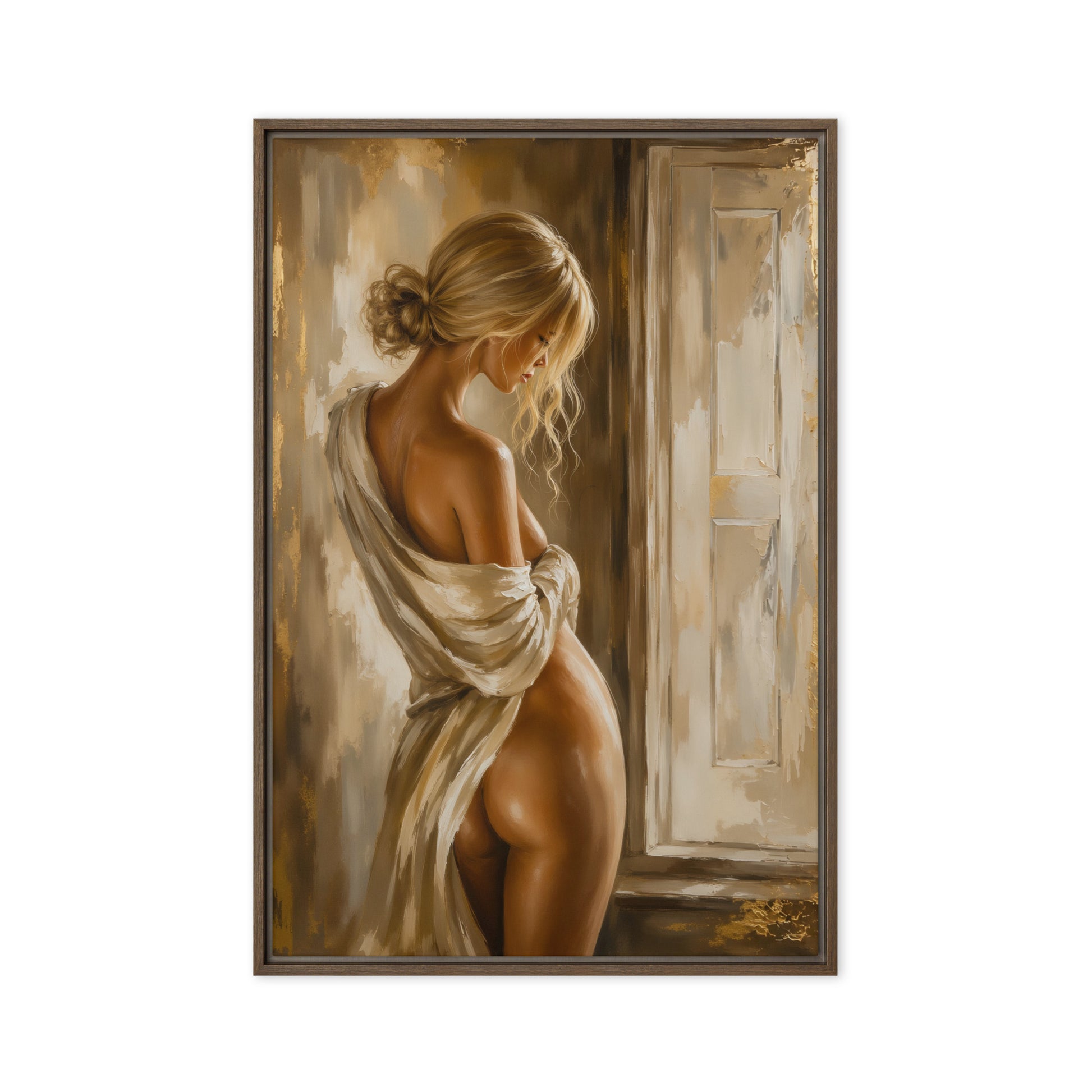 Blonde Woman Sensual Art Framed Canvas - PaintFu