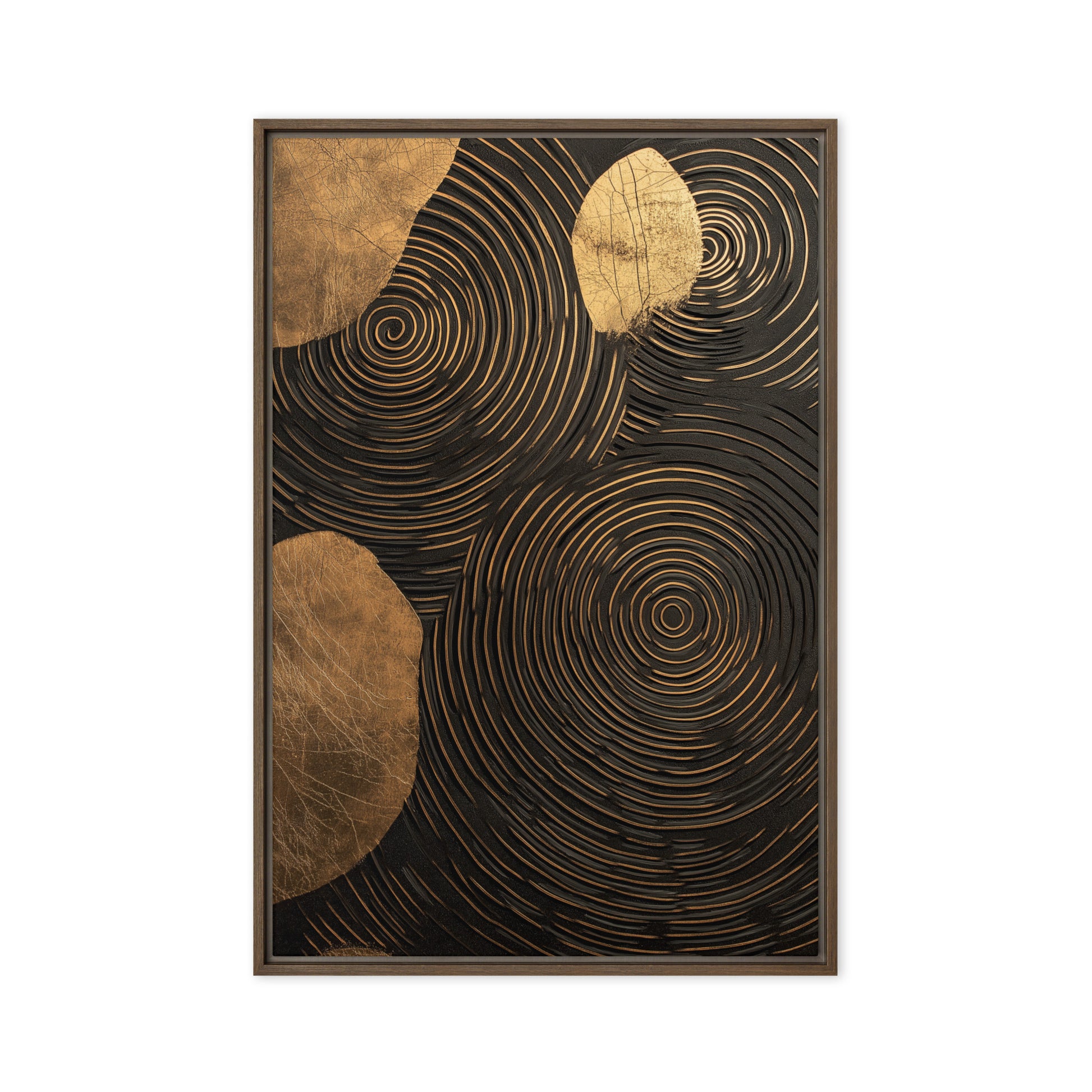 Spiral Black and Gold Modern Art Framed Canvas