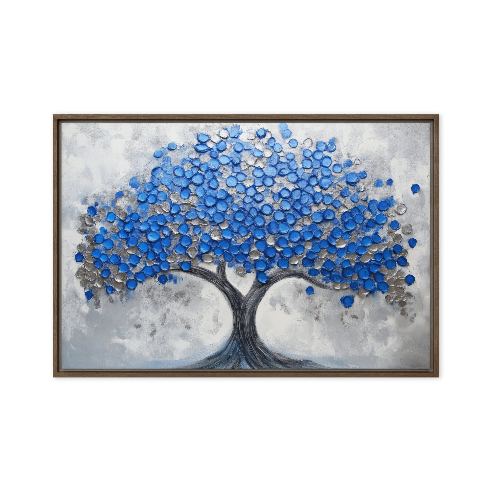 Blue Tree Modern Art Framed Canvas