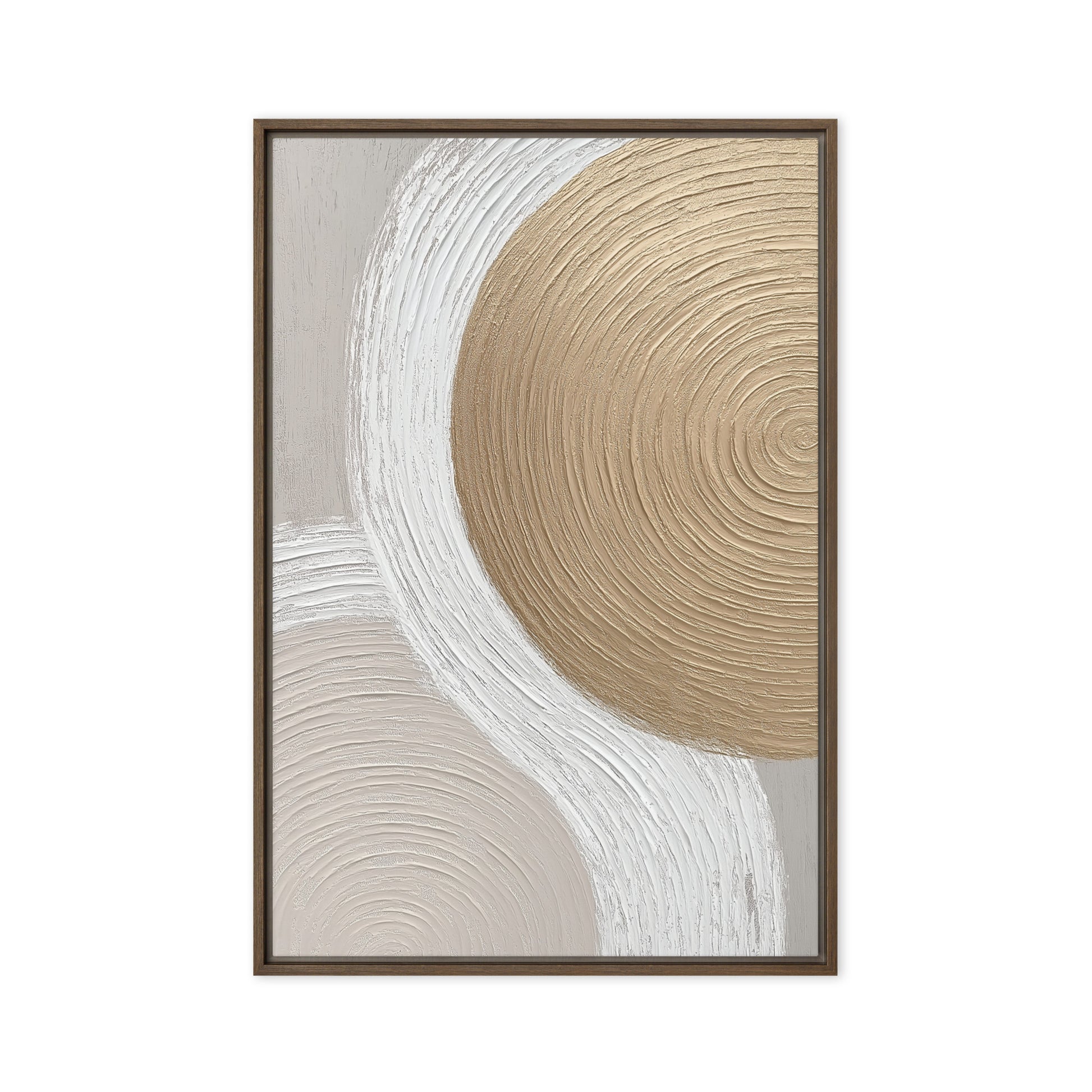Beige and Gold Modern Art Framed Canvas