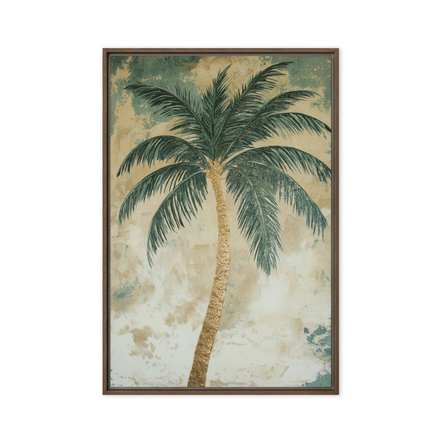 Palm Tree Beach Art Framed Canvas