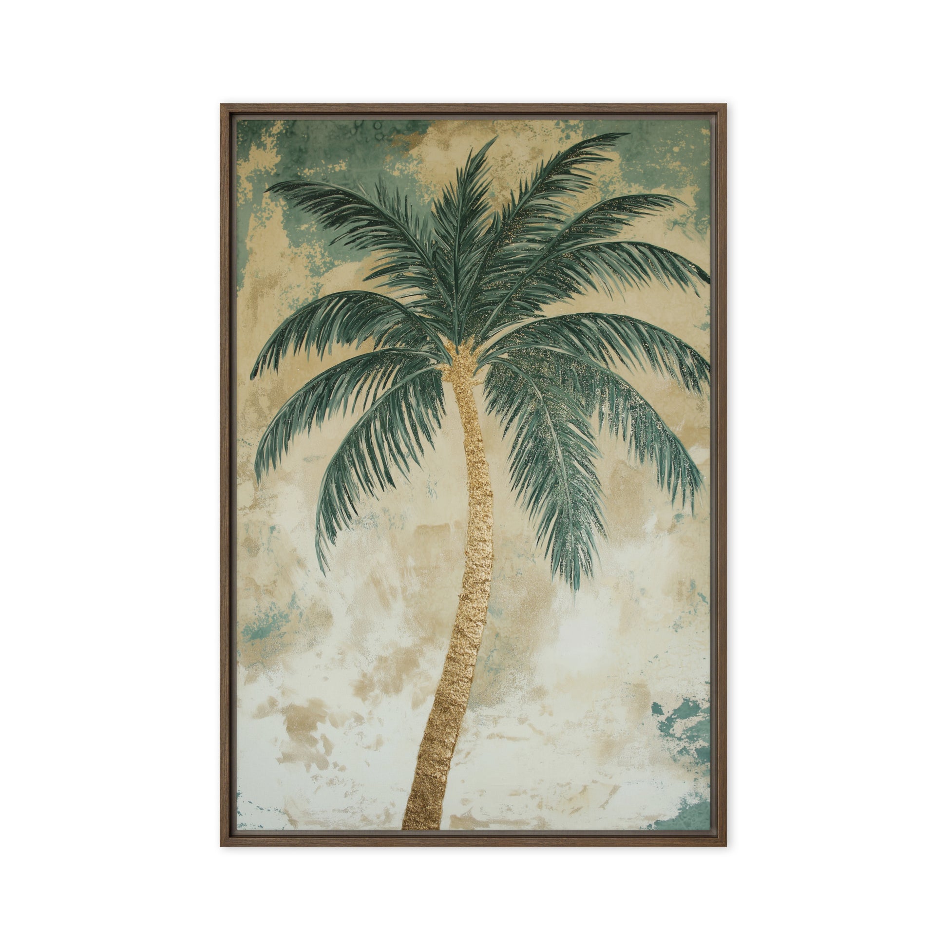 Palm Tree Beach Art Framed Canvas