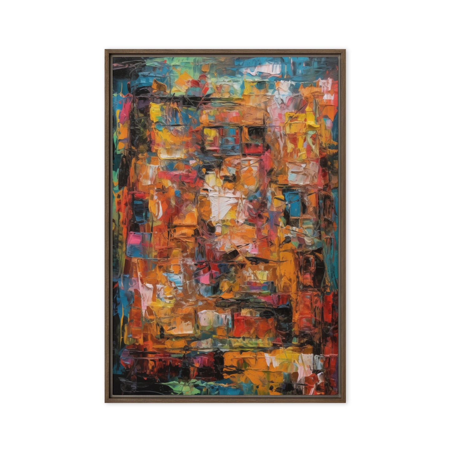 Colorful Impasto Modern Art Framed Canvas