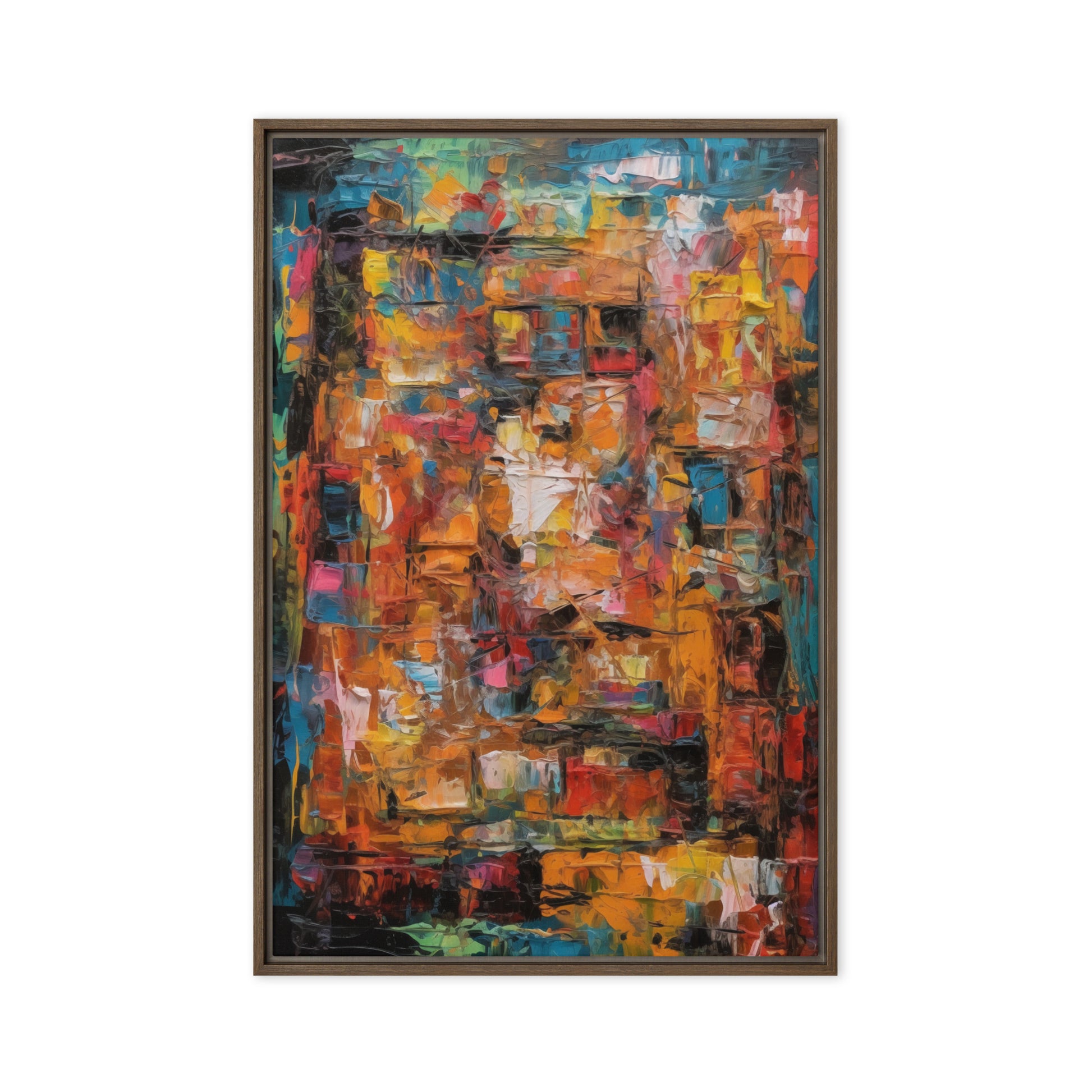 Colorful Impasto Modern Art Framed Canvas
