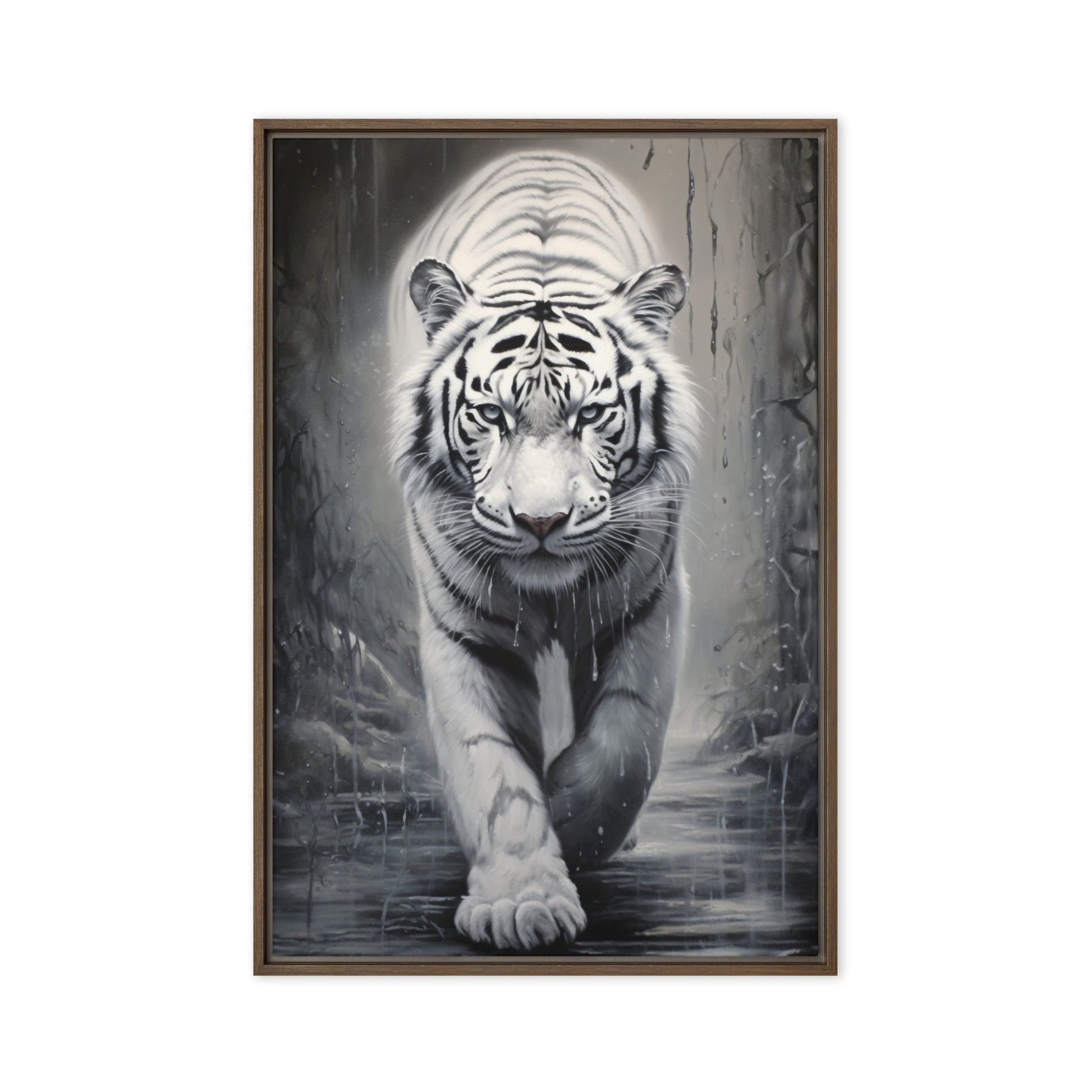 White Tiger Framed Canvas