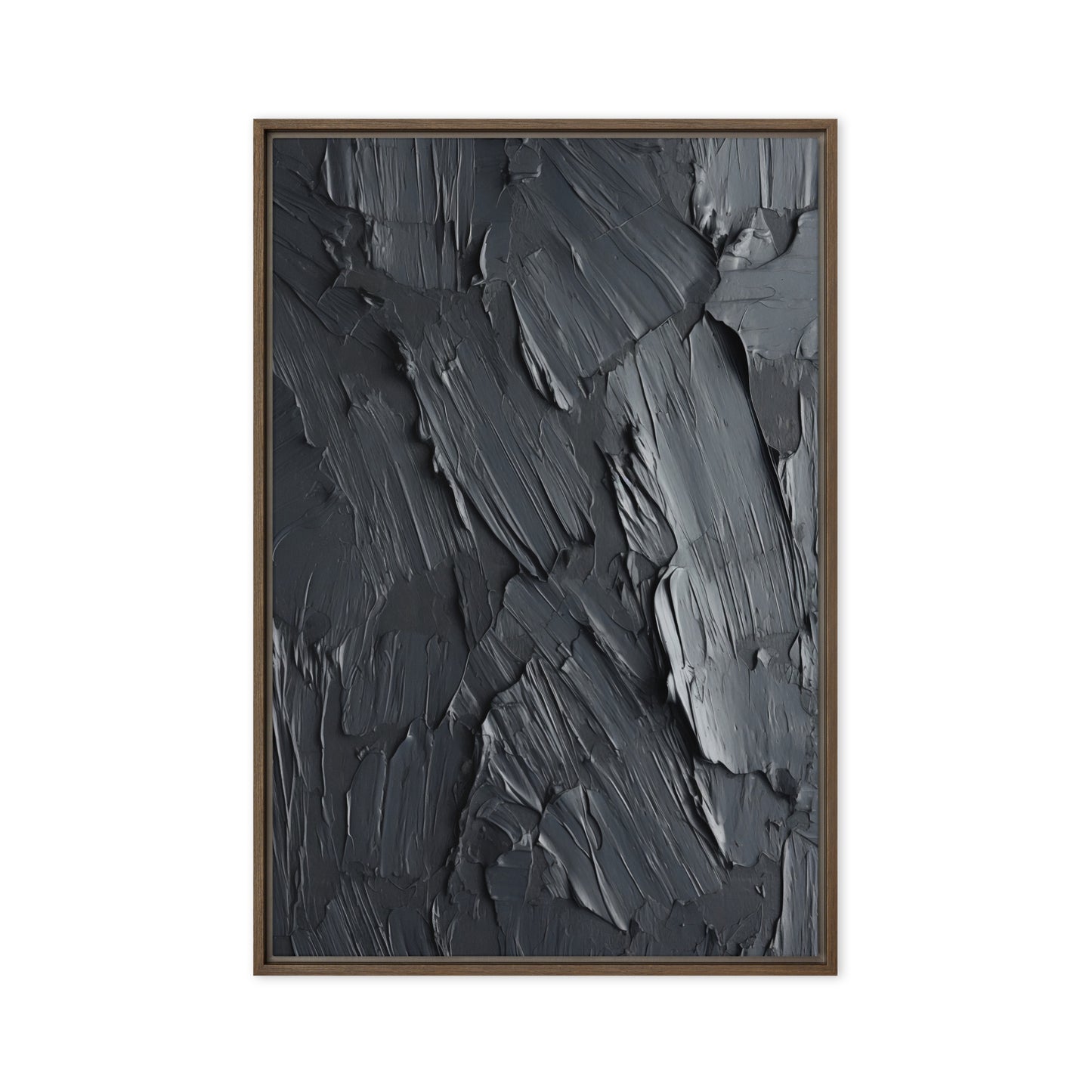 Black Impasto Art Framed Canvas