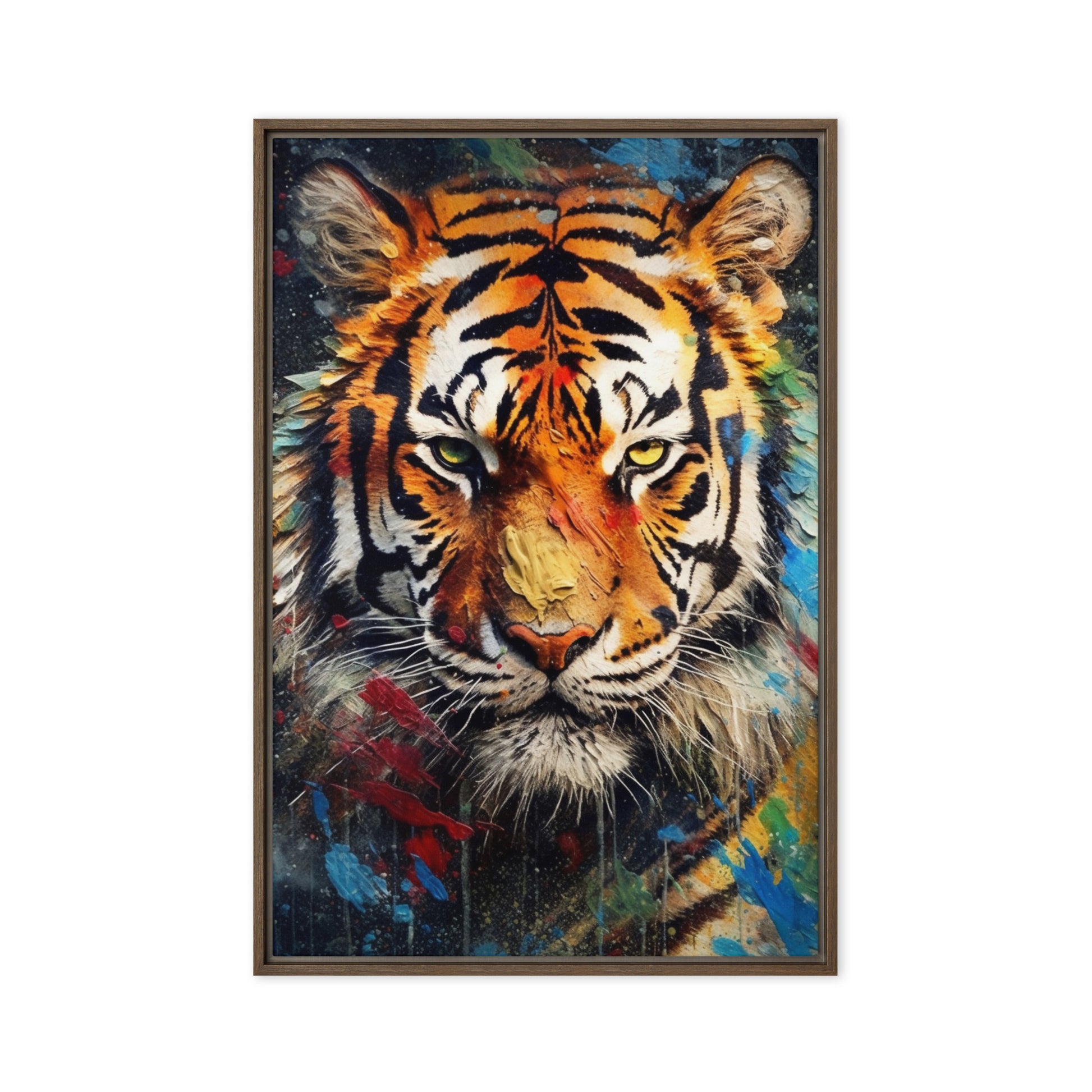 Colorful Tiger Modern Art Framed Canvas