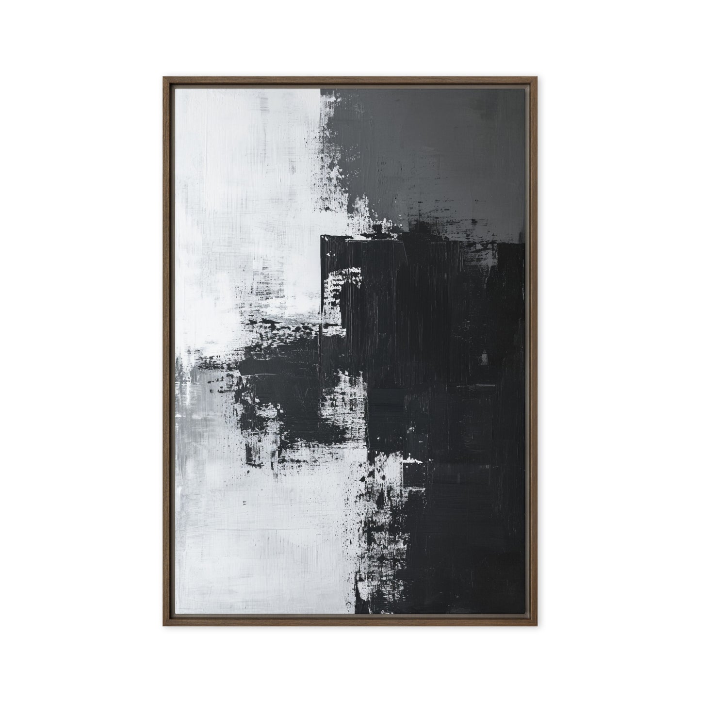 Black White & Grey Abstract Art Framed Canvas
