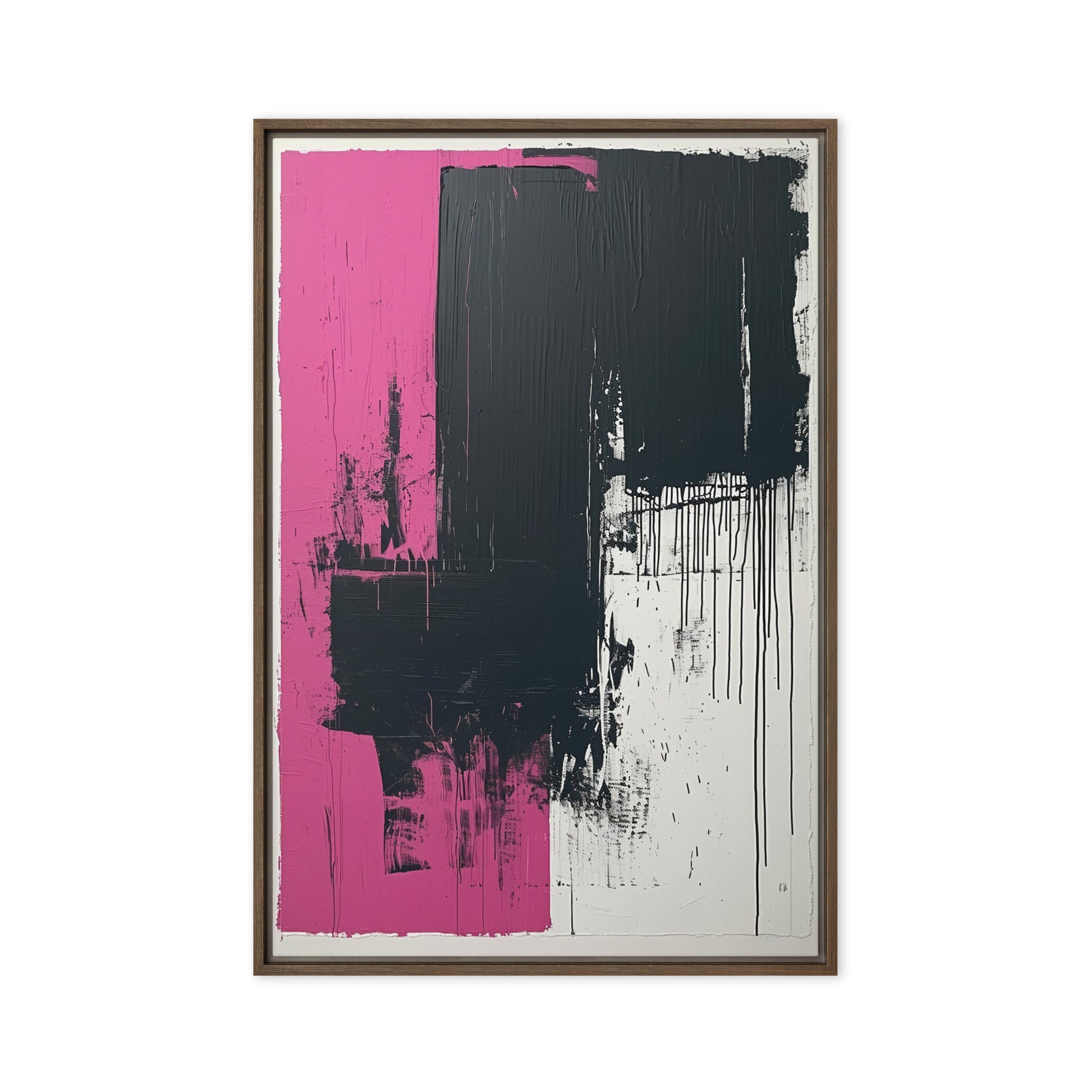 Pink Black Modern Art Framed Canvas