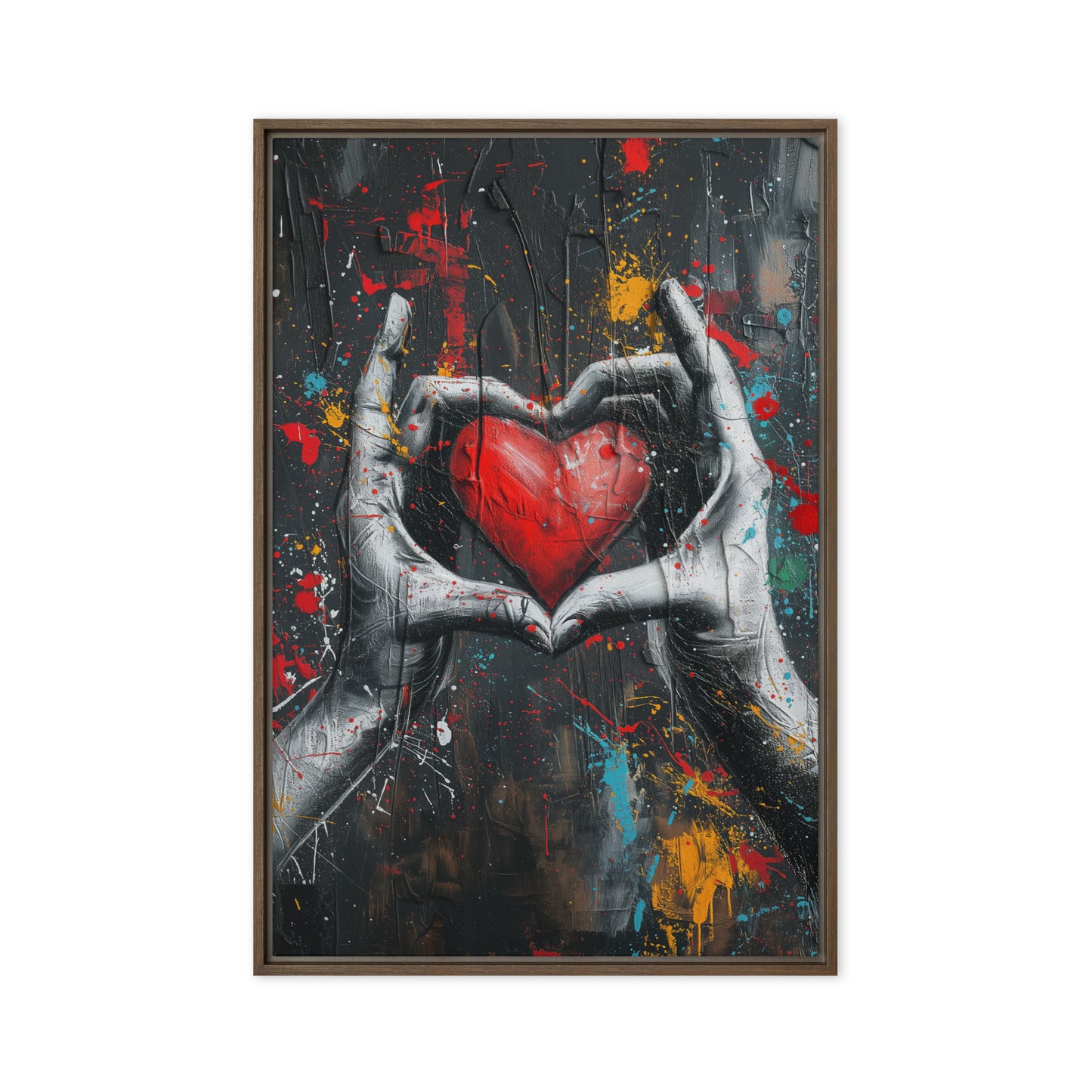 Heart Graffiti Art Framed Canvas
