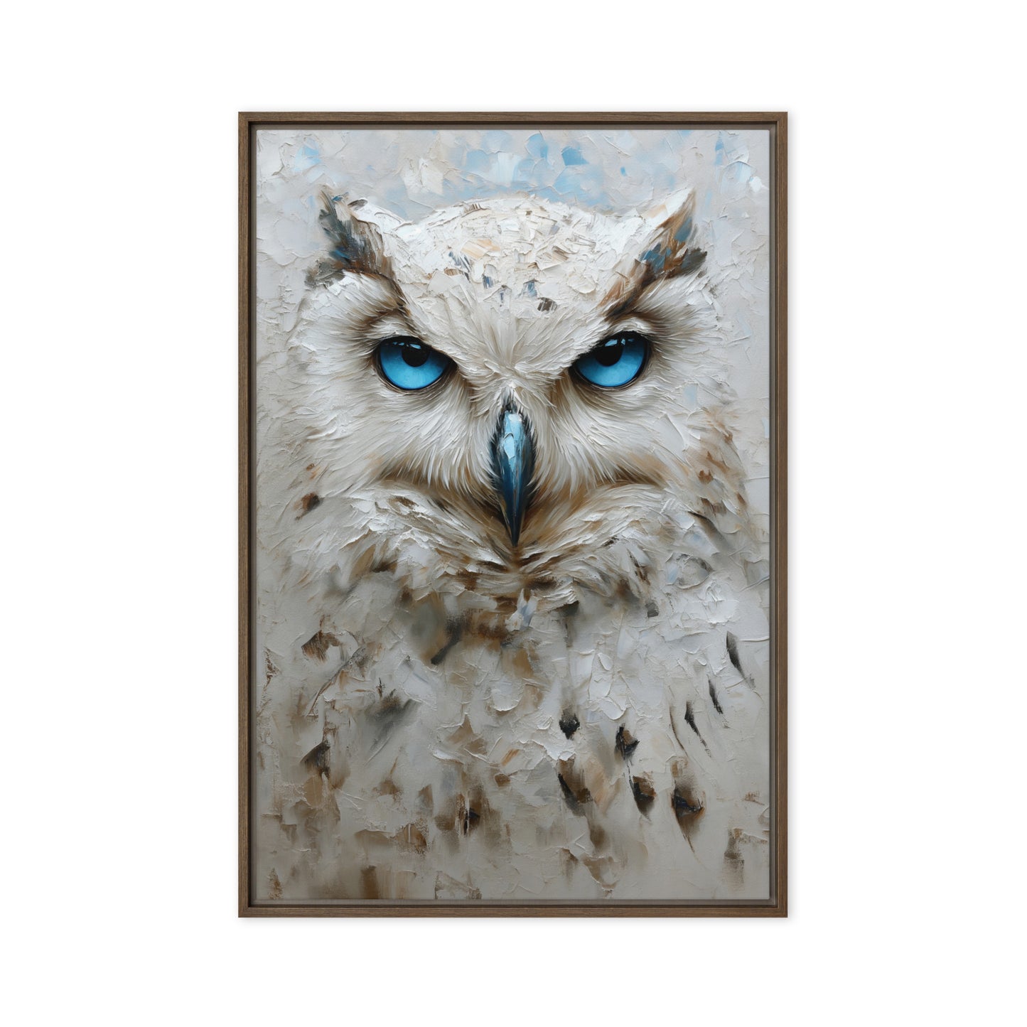 Blue Eyed White Owl Modern Art Framed Canvas