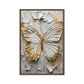 Butterfly White & Gold Modern Art Framed Canvas