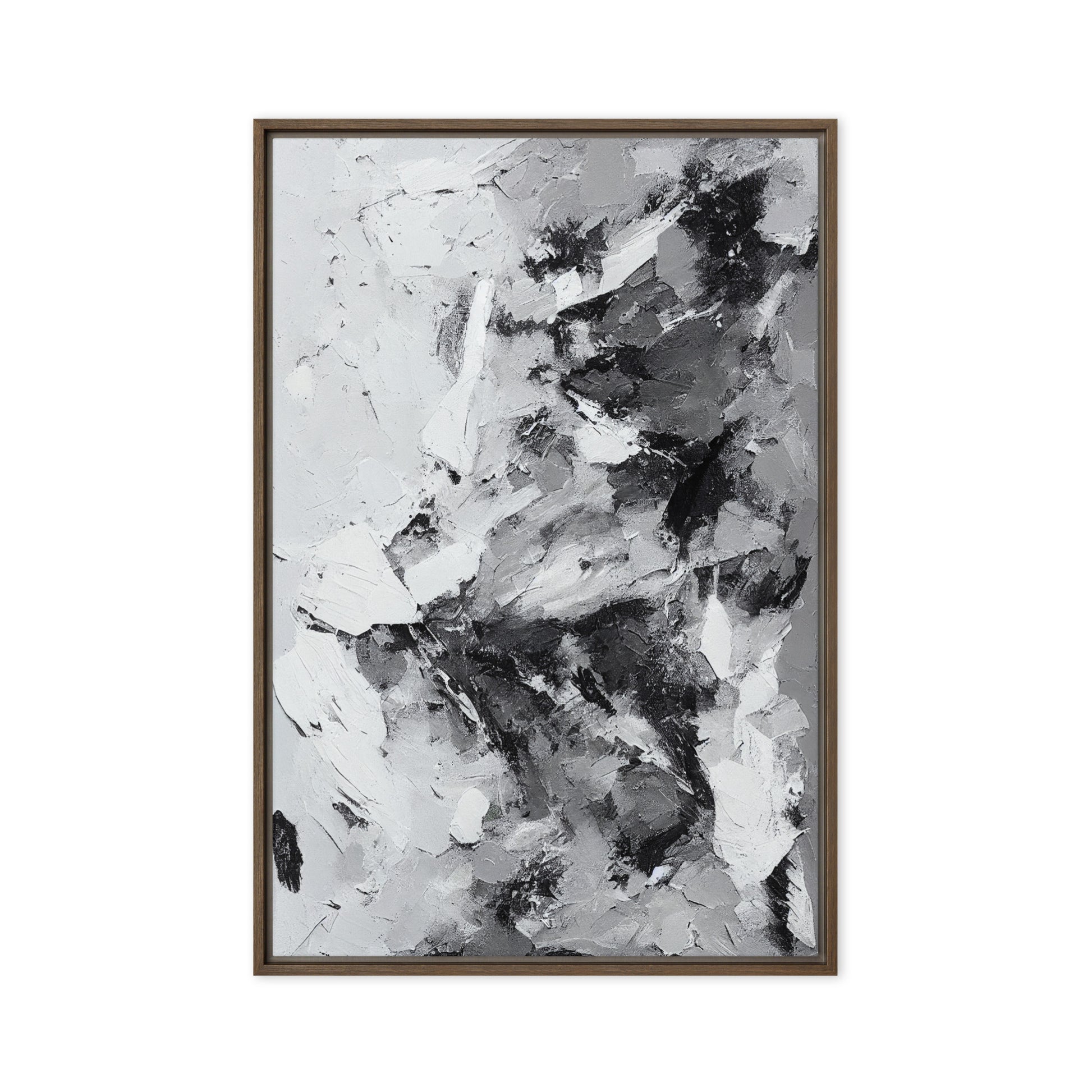 Grey White Black Modern Art Framed Canvas