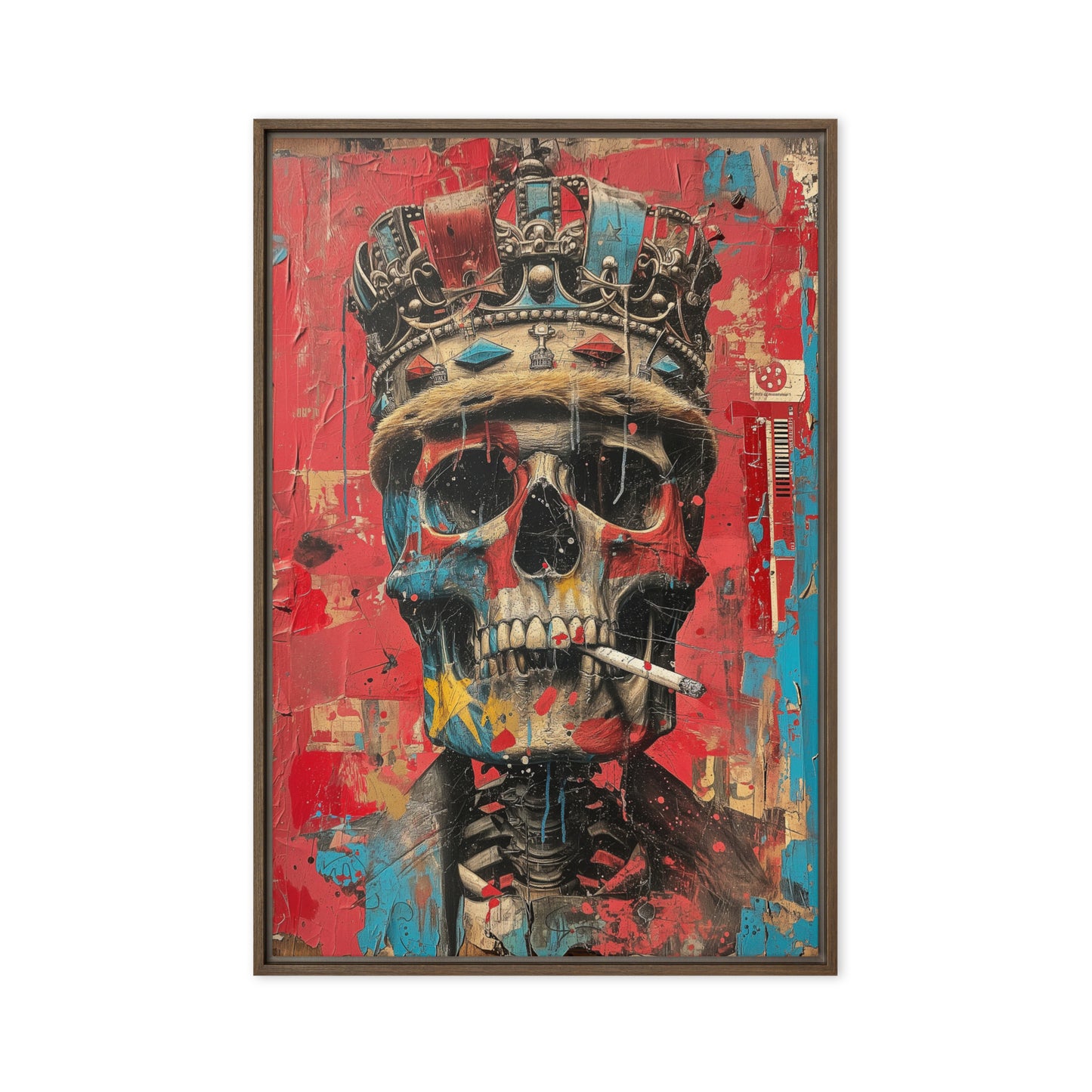Skull In Crown Surreal Art Framed Canvas