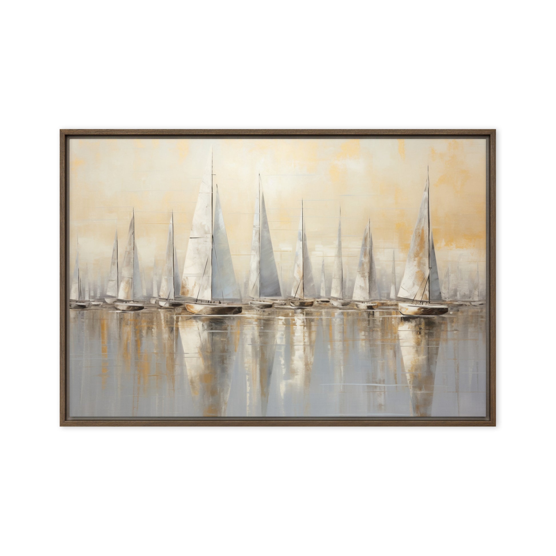 Sailboats Nautical Wall Art Framed Canvas