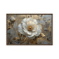 White and Gold Flowers Floral Art Framed Canvas