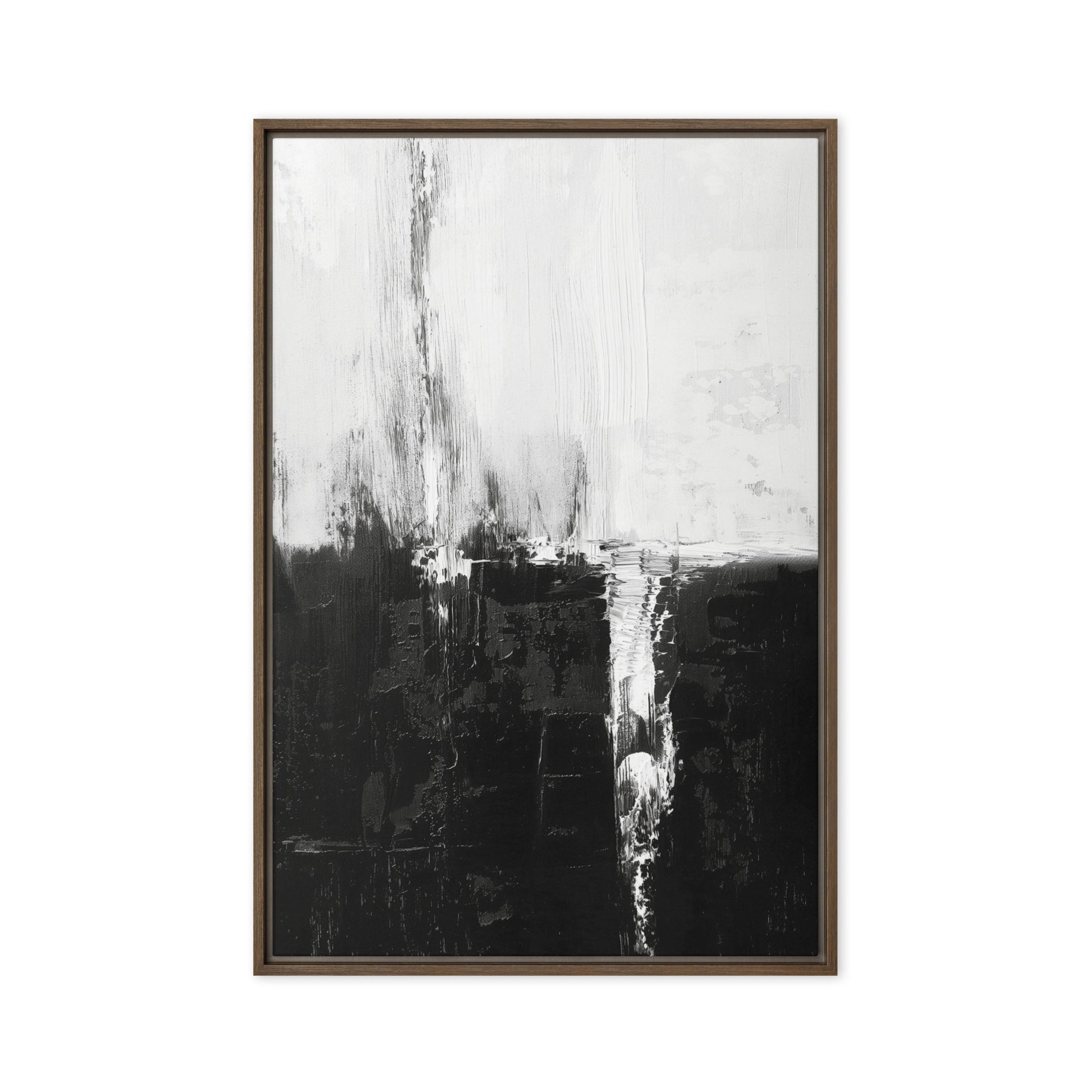 Black White Abstract Art Framed Canvas