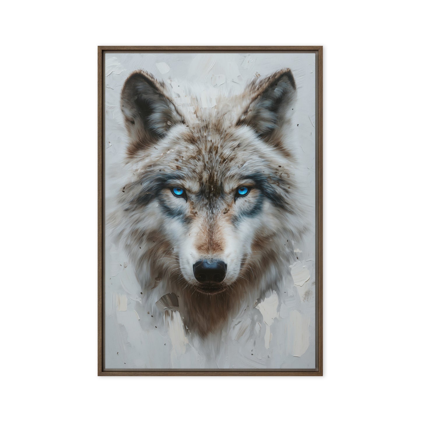 Blue Eyed Wolf Modern Art Framed Canvas